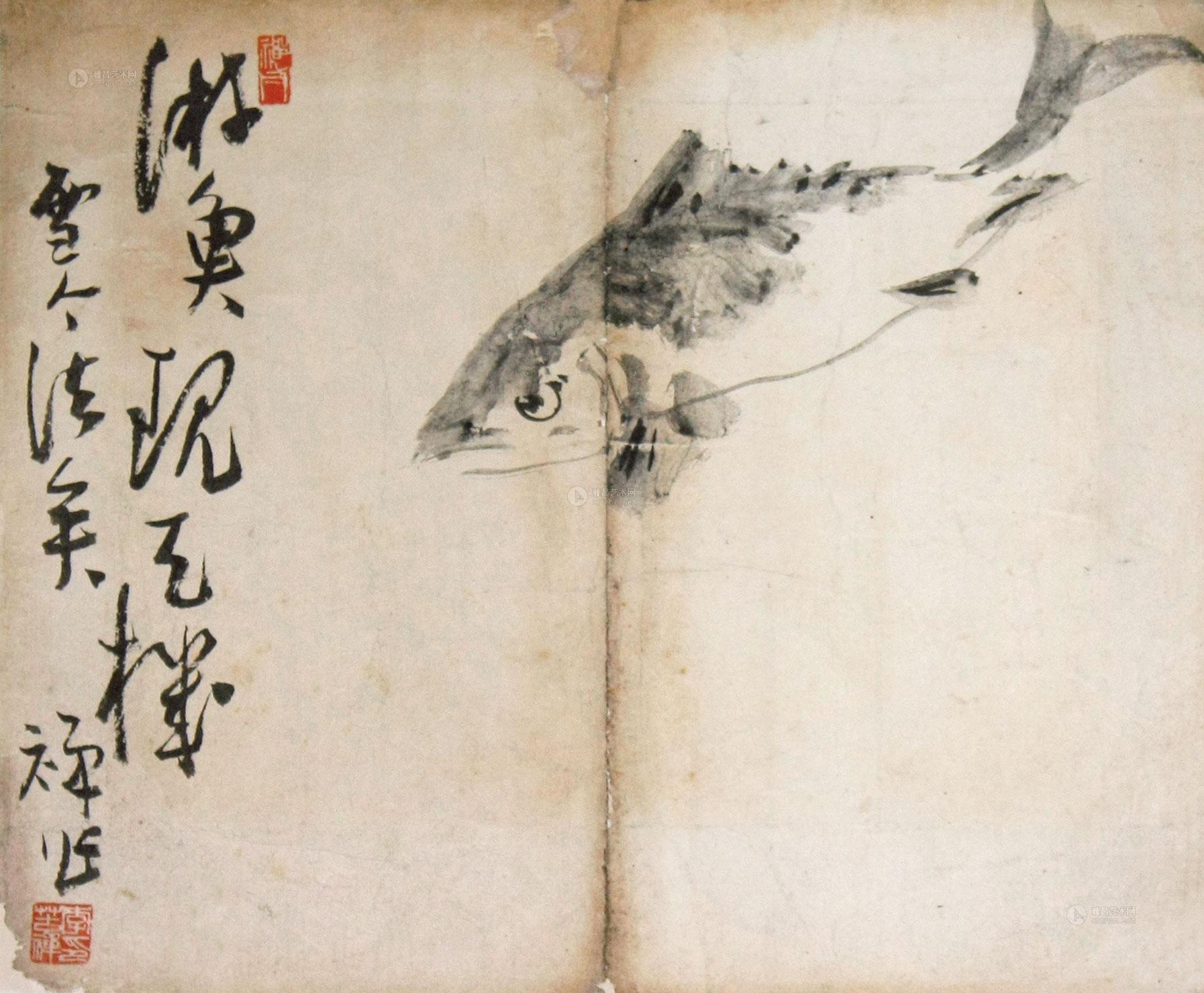 0270 游鱼图 镜心 纸本