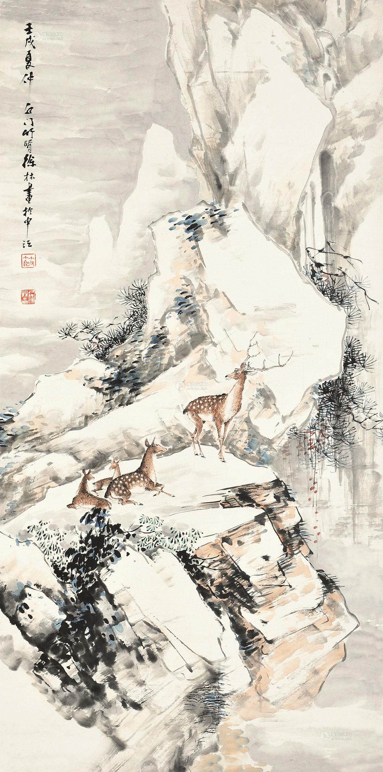 0274 鹿图 立轴 纸本
