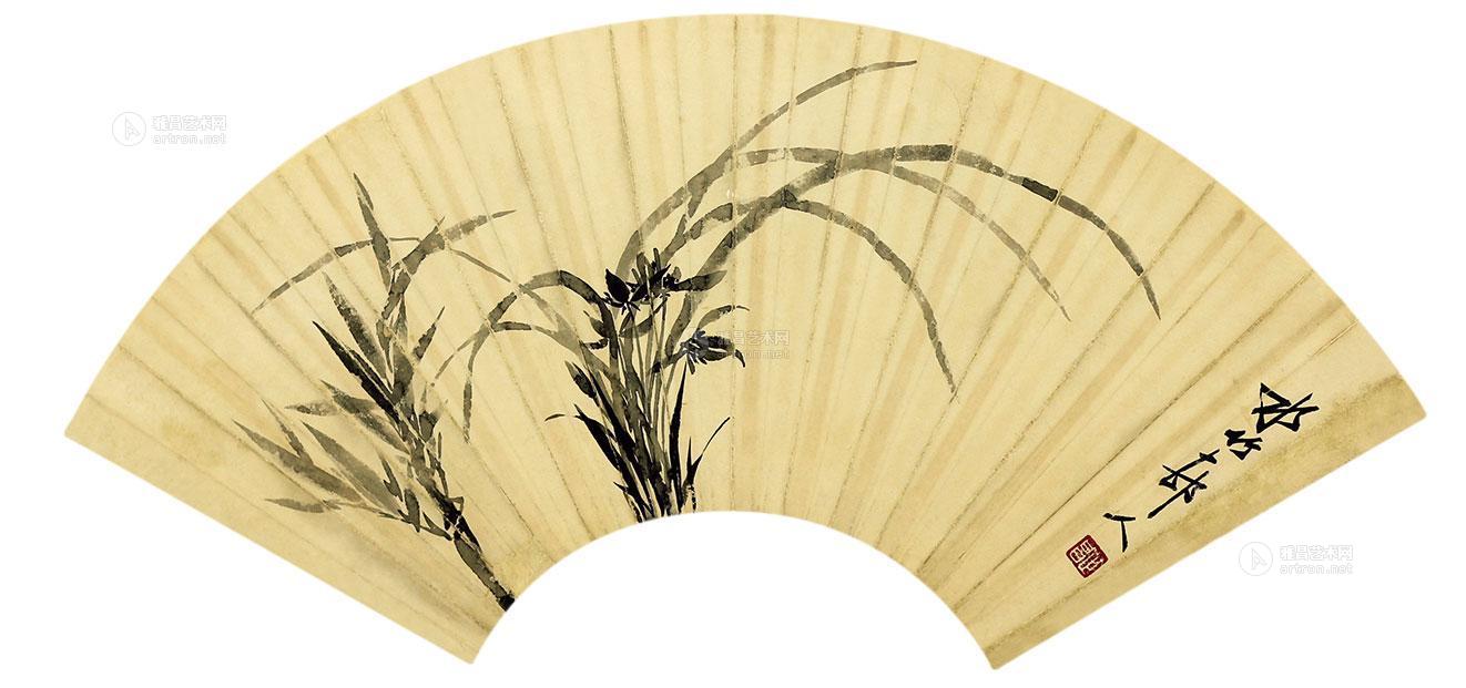 0693 兰花 扇面 纸本
