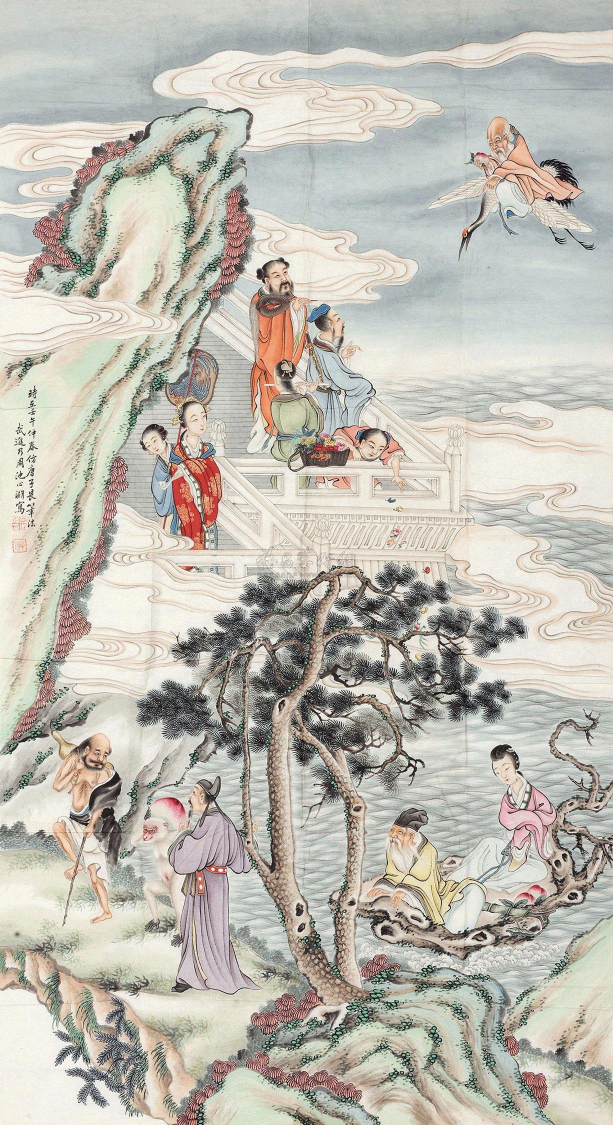 3378 八仙过海 镜片 设色纸本