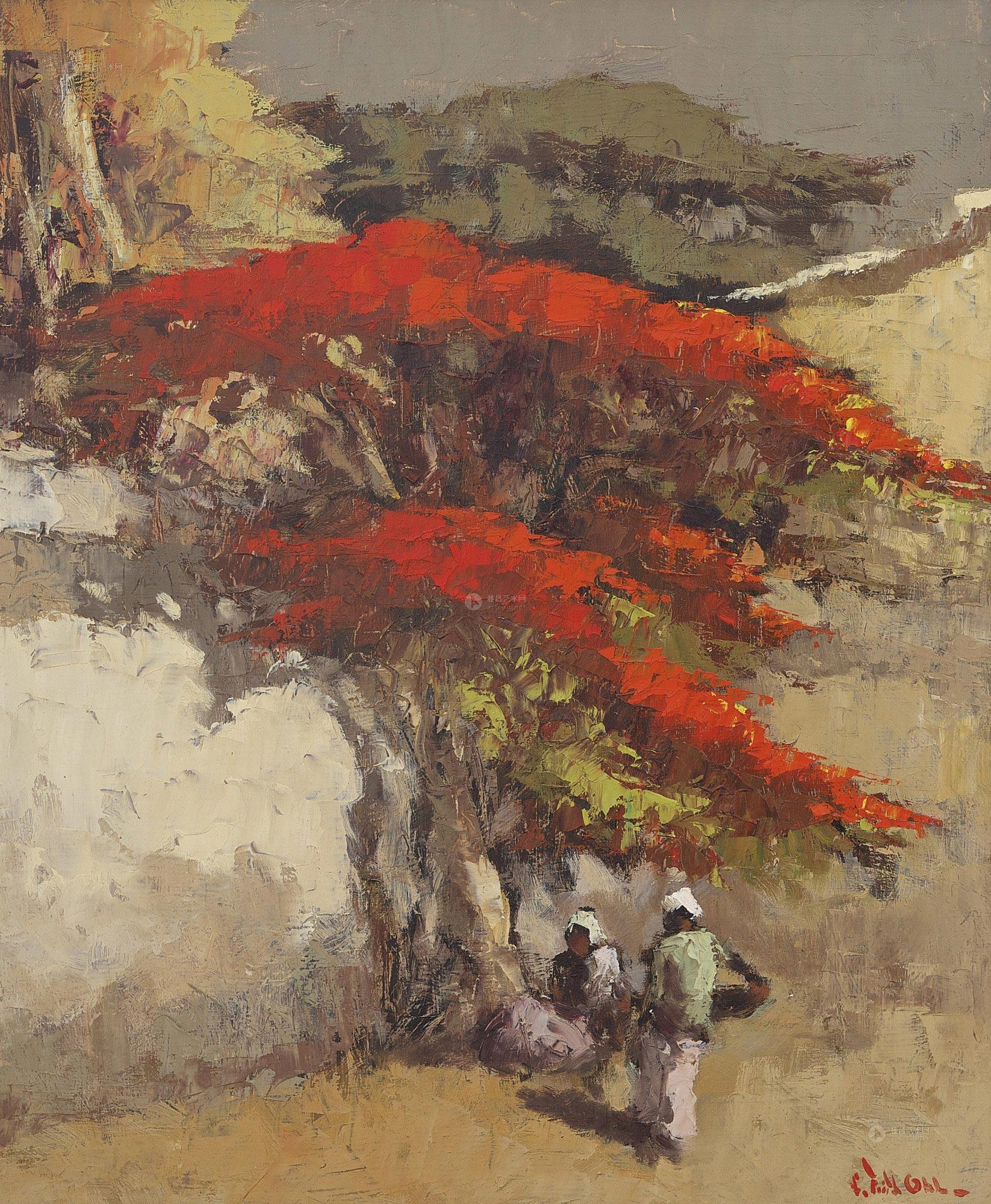 【凤凰木岛 油彩纤维板】拍卖品_图片_价格_鉴赏_油画_雅昌艺术品拍卖
