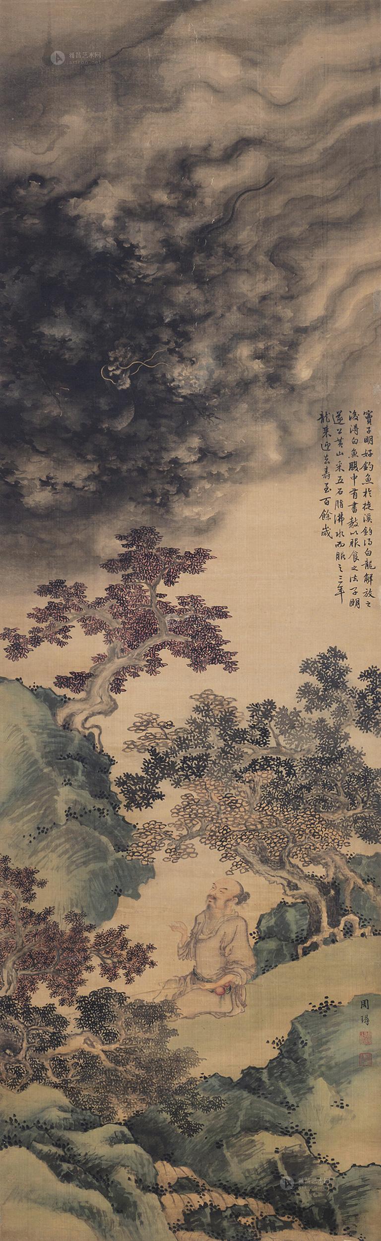 *0323 叶公好龙 立轴 设色绢本