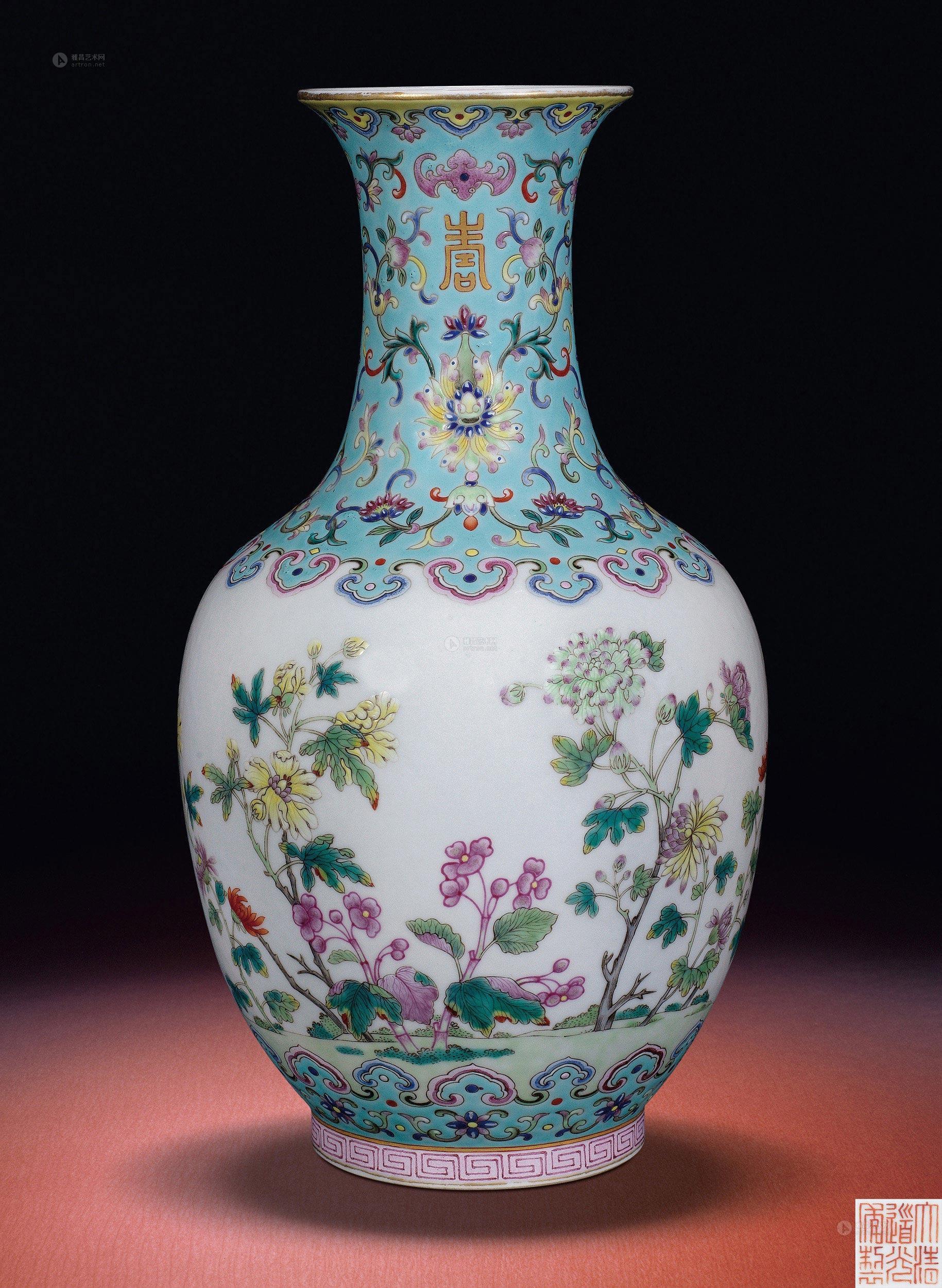 【清道光 粉彩花开富贵图瓶】拍卖品_图片_价格_鉴赏_清代粉彩瓷器