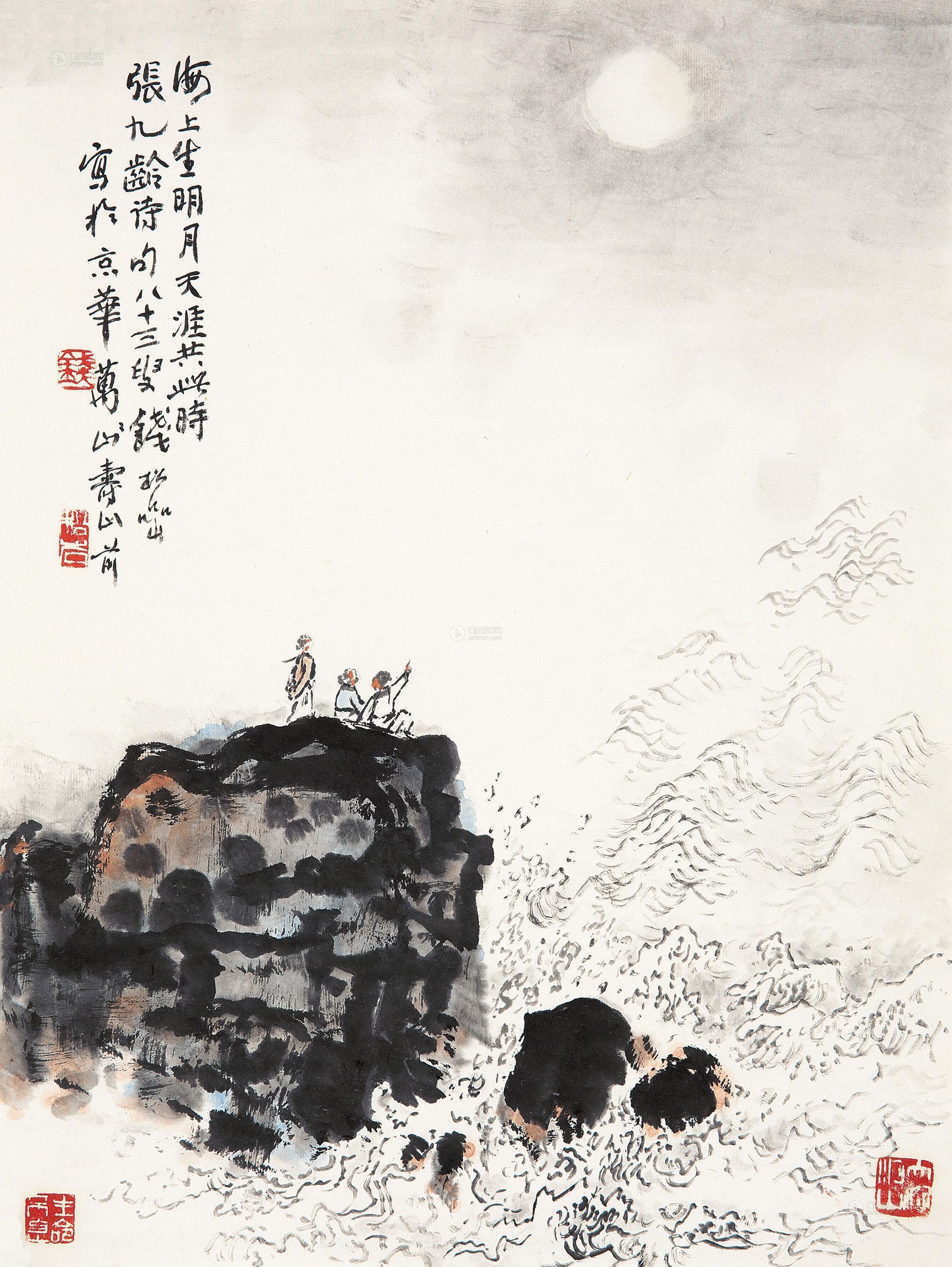 0234 海上生明月 镜心 设色纸本