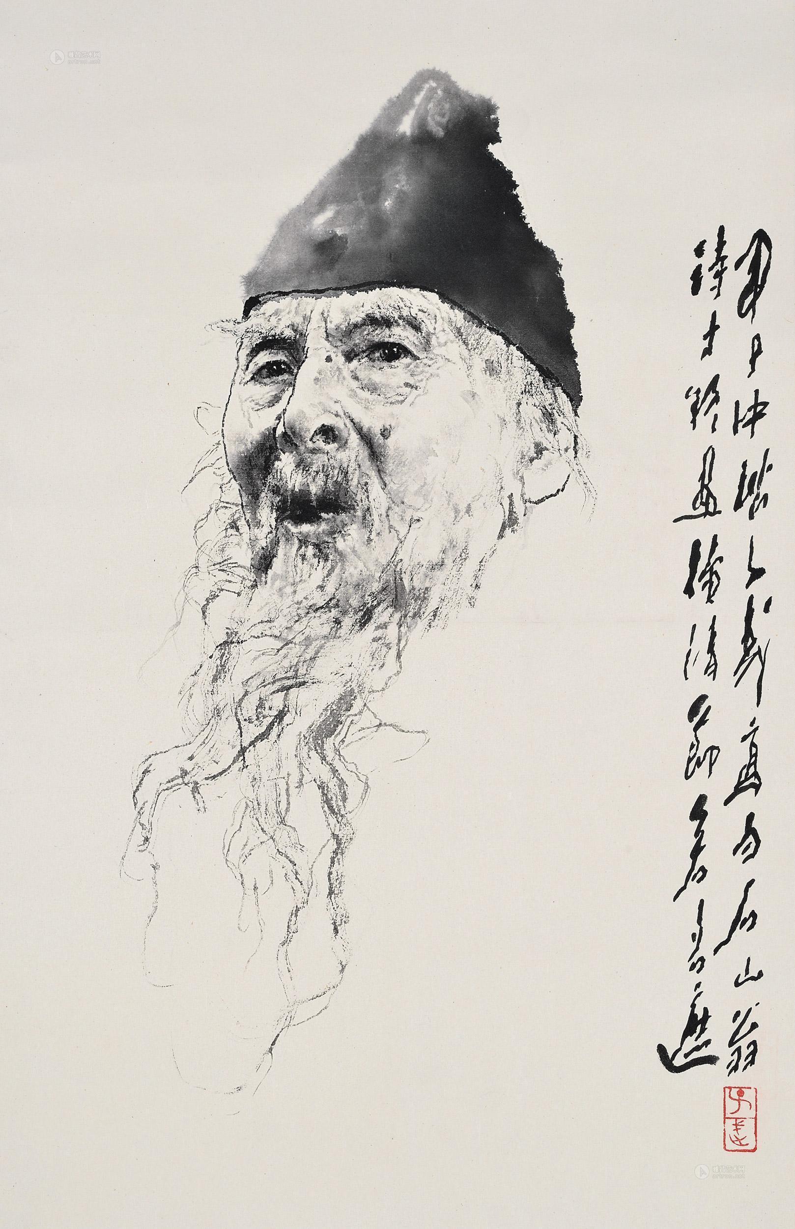 0002 1984年作 齐白石造像 立轴 水墨纸本