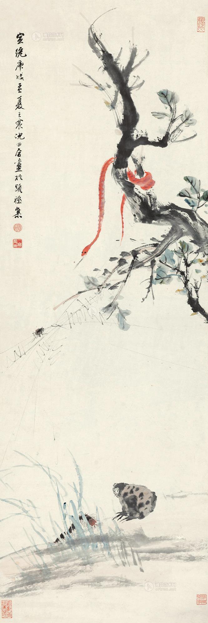 0619 1910年作 五毒图 立轴 设色纸本
