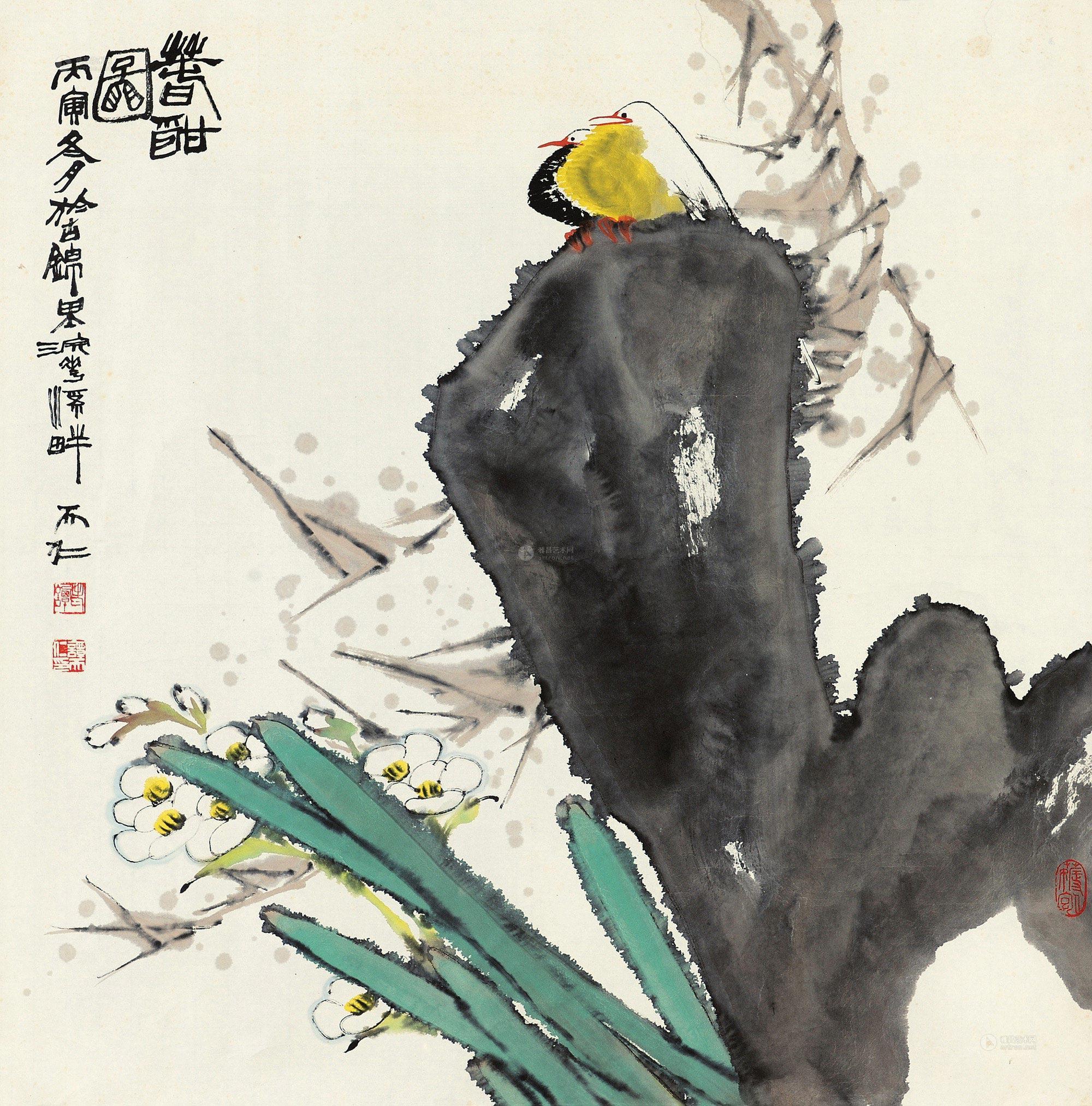 0578e 1986年作 春酣图 镜片 设色纸本