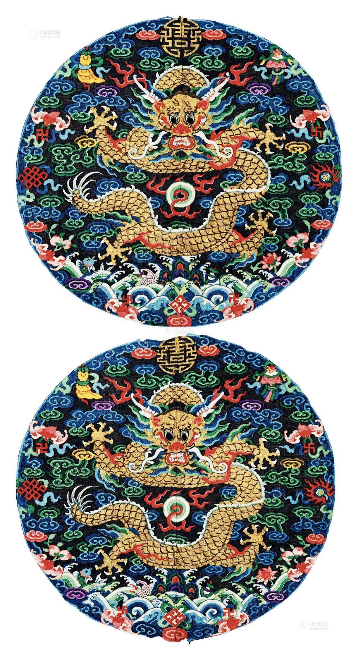 【清 缂丝团龙补 (一对)】拍卖品_图片_价格_鉴