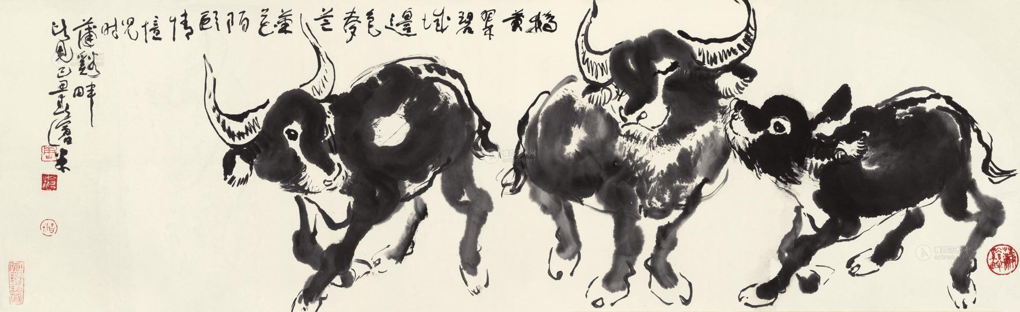 0209 三牛图 手卷 水墨纸本