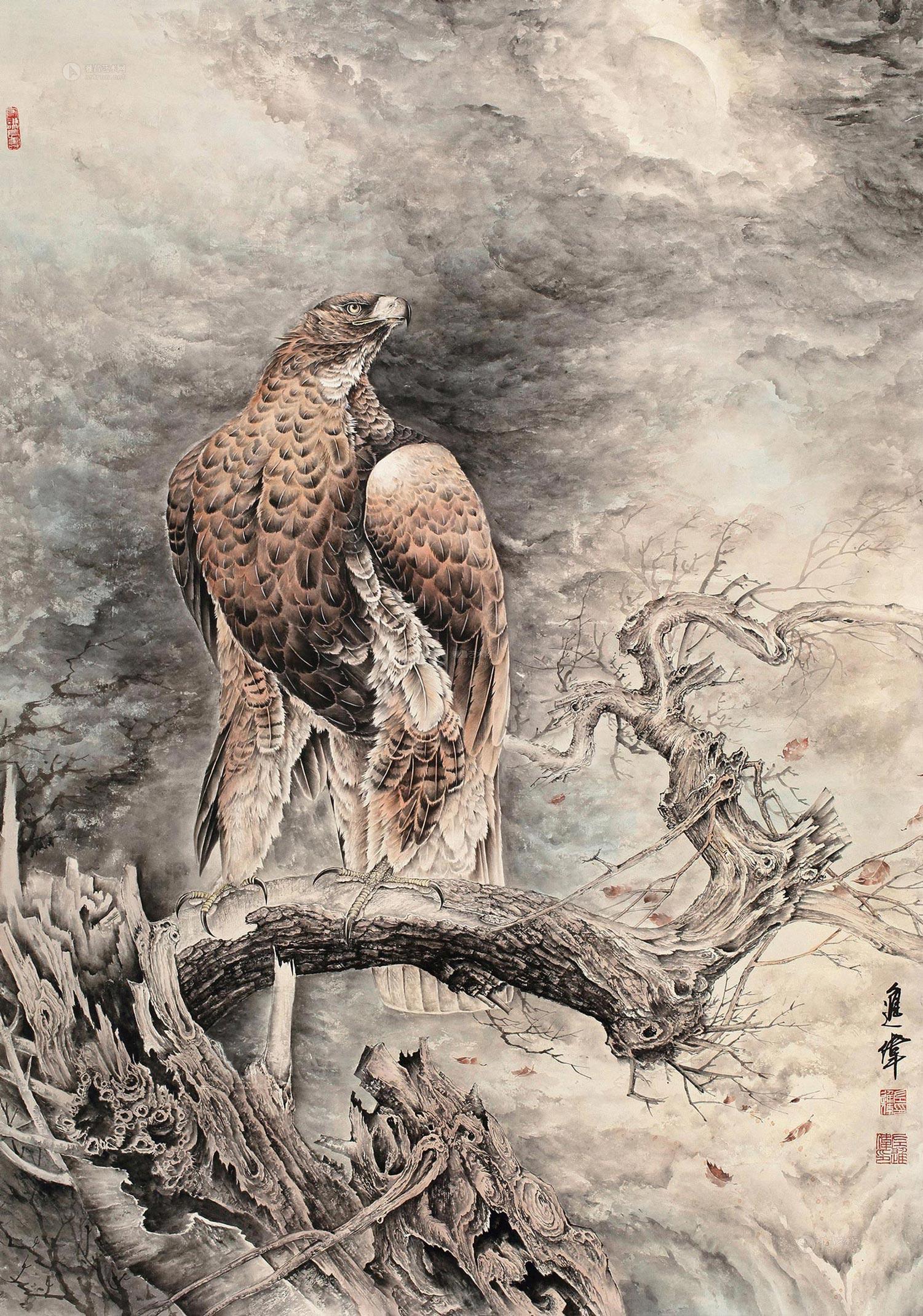 0259 鹰 镜心 设色纸本