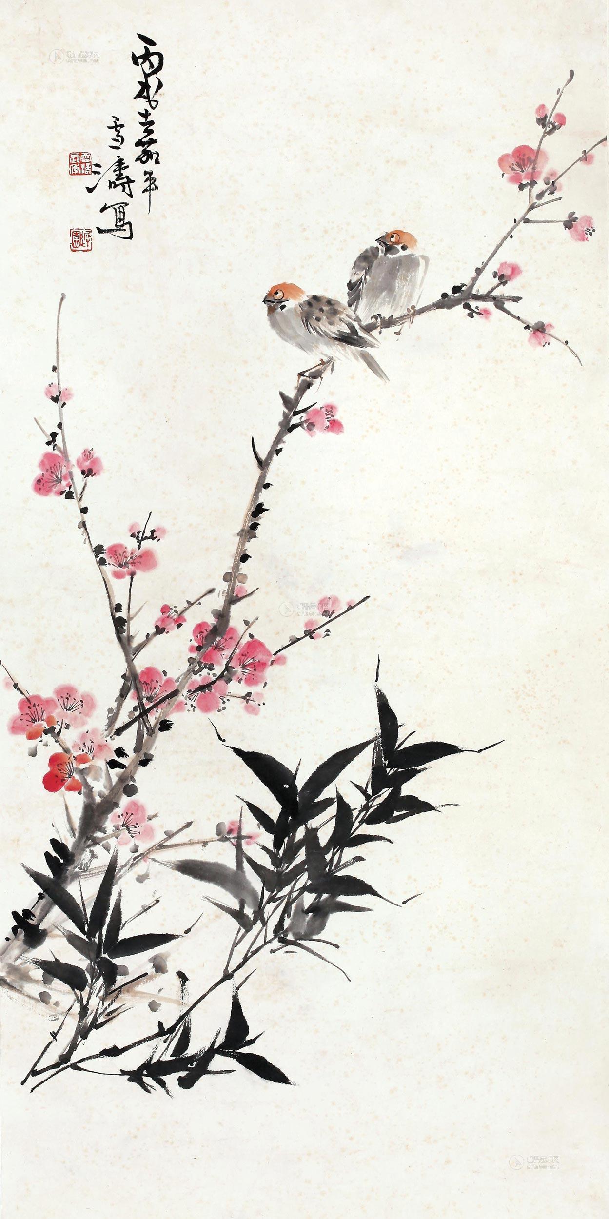 0542 梅竹双雀 立轴 纸本设色