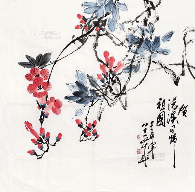 0047 凌霄花 镜心 设色纸本