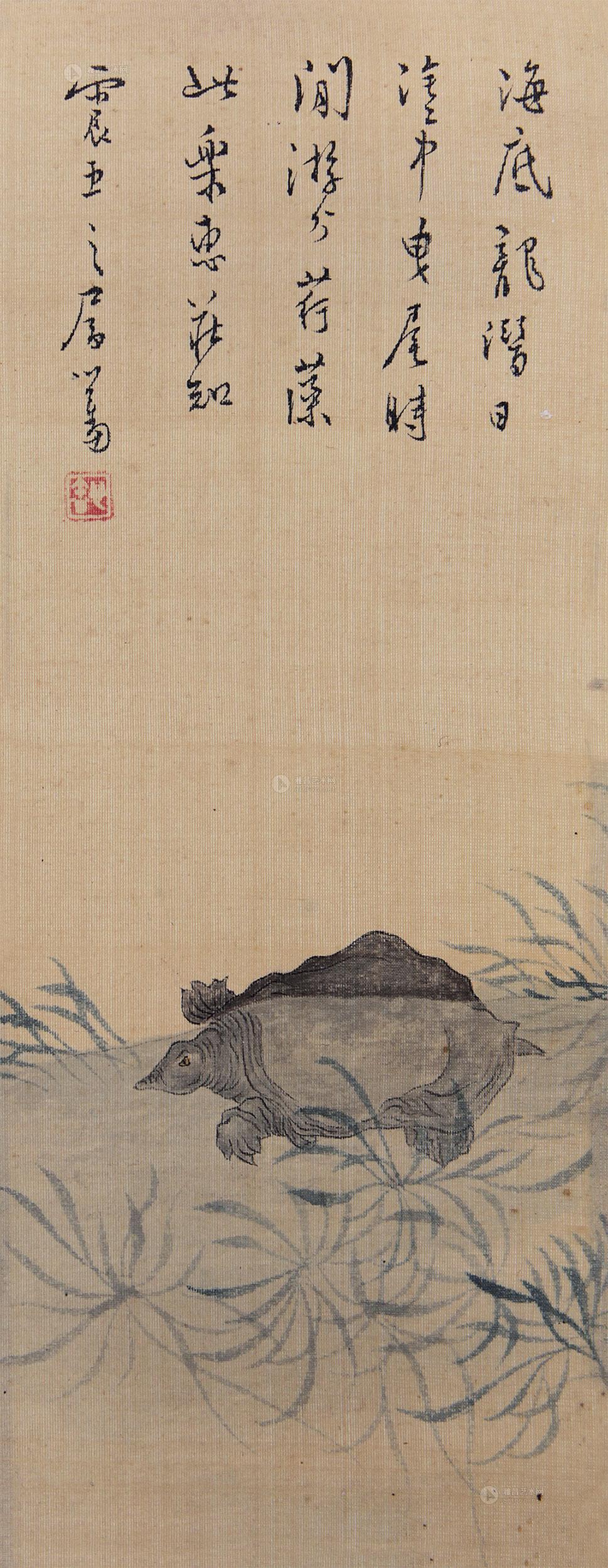 1437 神龟图 镜片 绢本