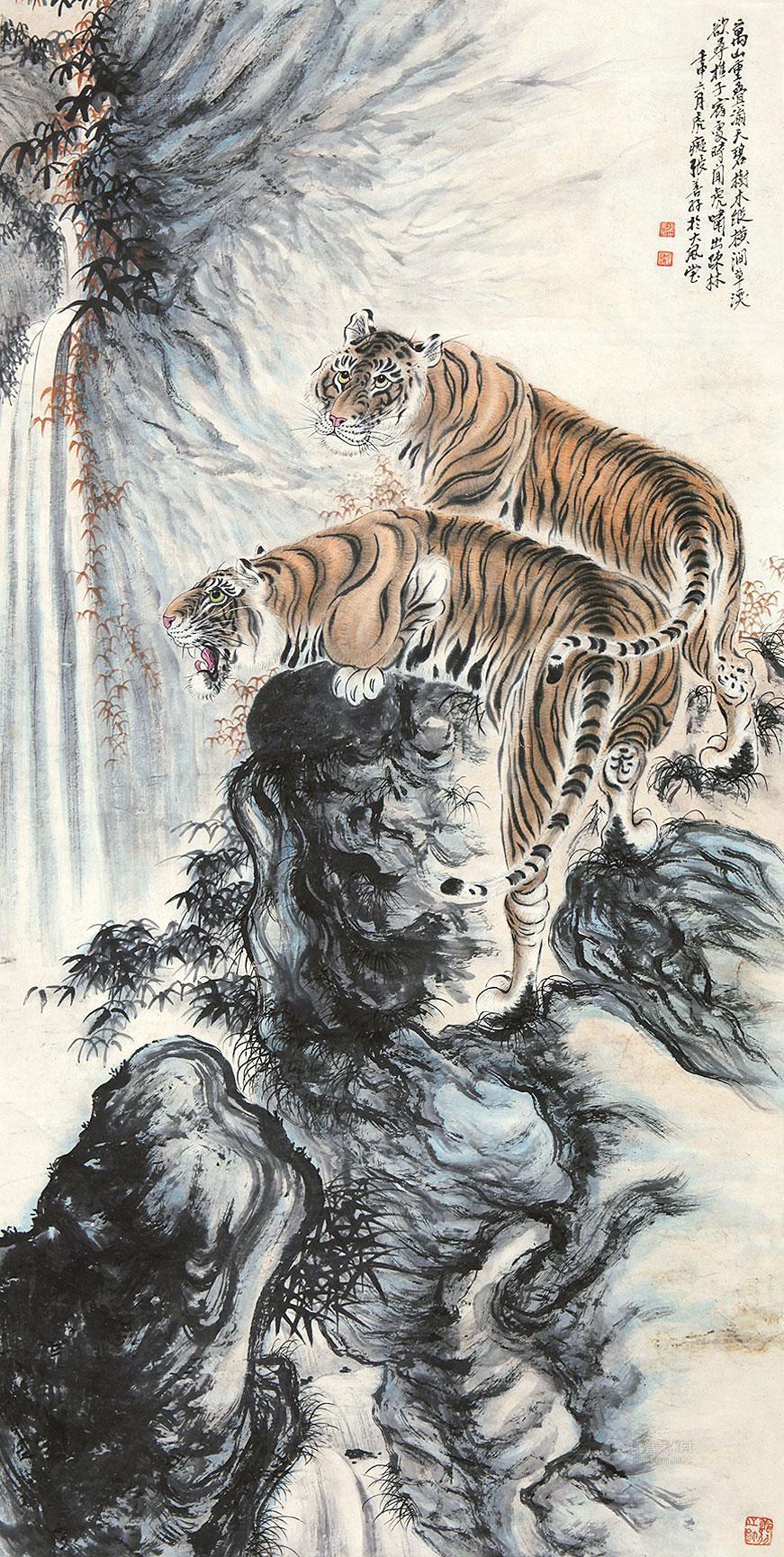 1797 1992年作 虎啸图 立轴 纸本