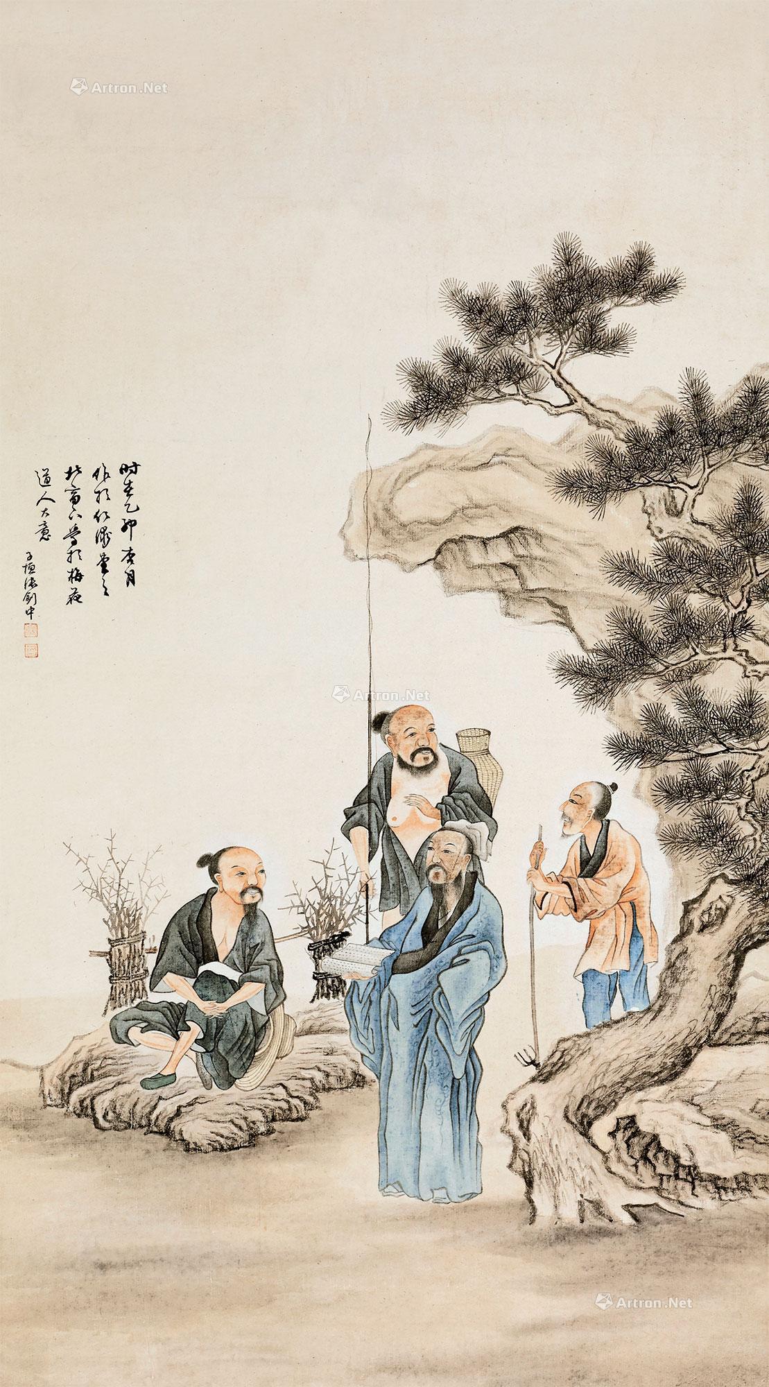 0109 讲学图 立轴 设色纸本