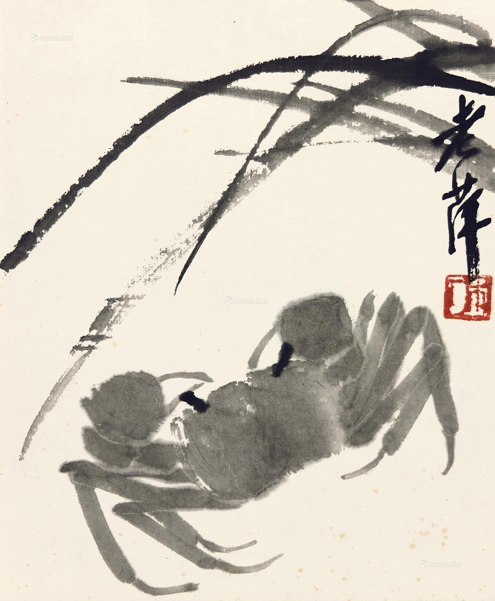1424 蟹 镜框 水墨纸本