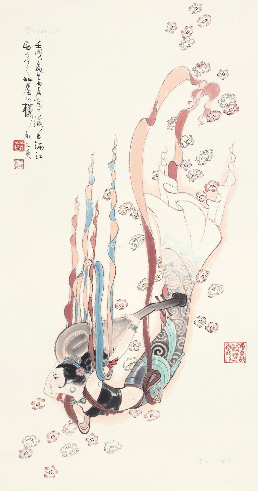 0683 天女散花 立轴 设色纸本