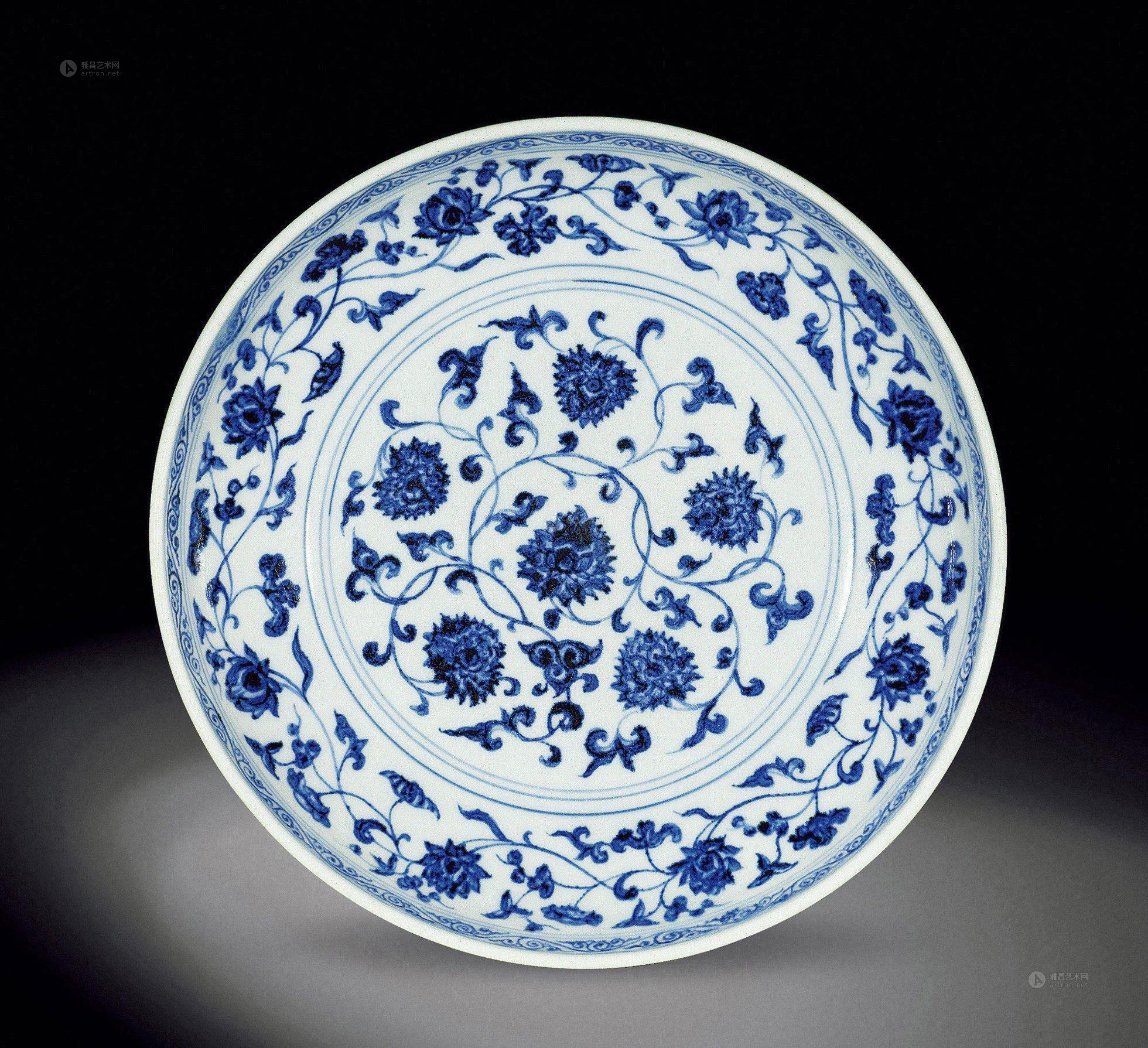 【明·永乐 青花缠枝莲花卉纹盘】拍卖品_图片_价格_鉴赏_明代青花