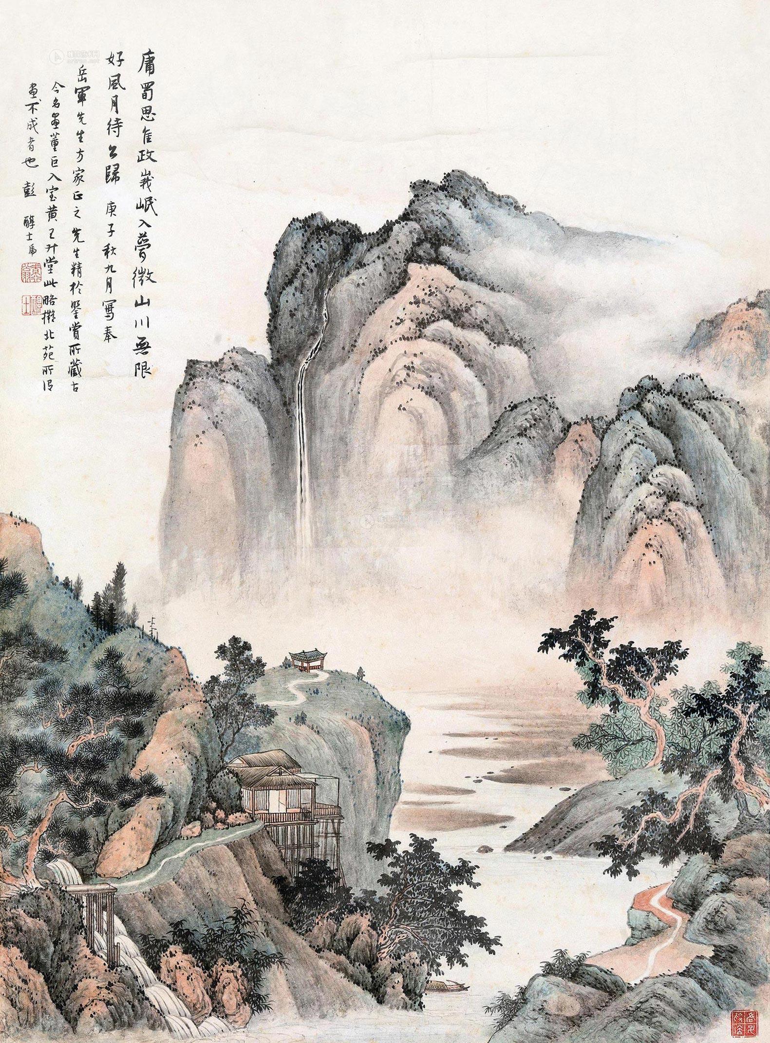 0911 庚子(1960年)作 蜀山幽居 立轴 设色纸本