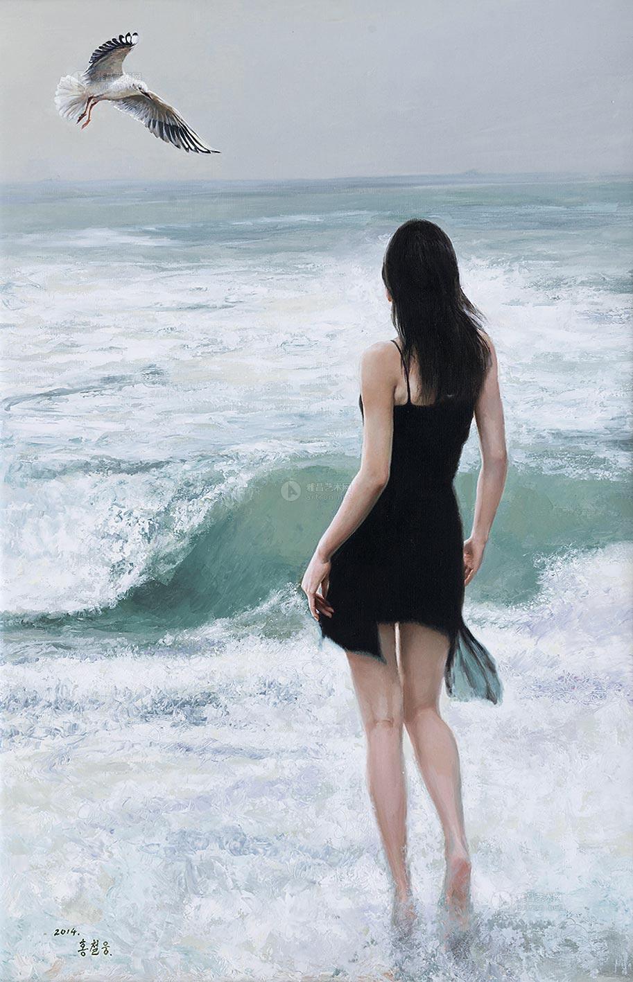 0358 2014年作 海的女儿 布面油画