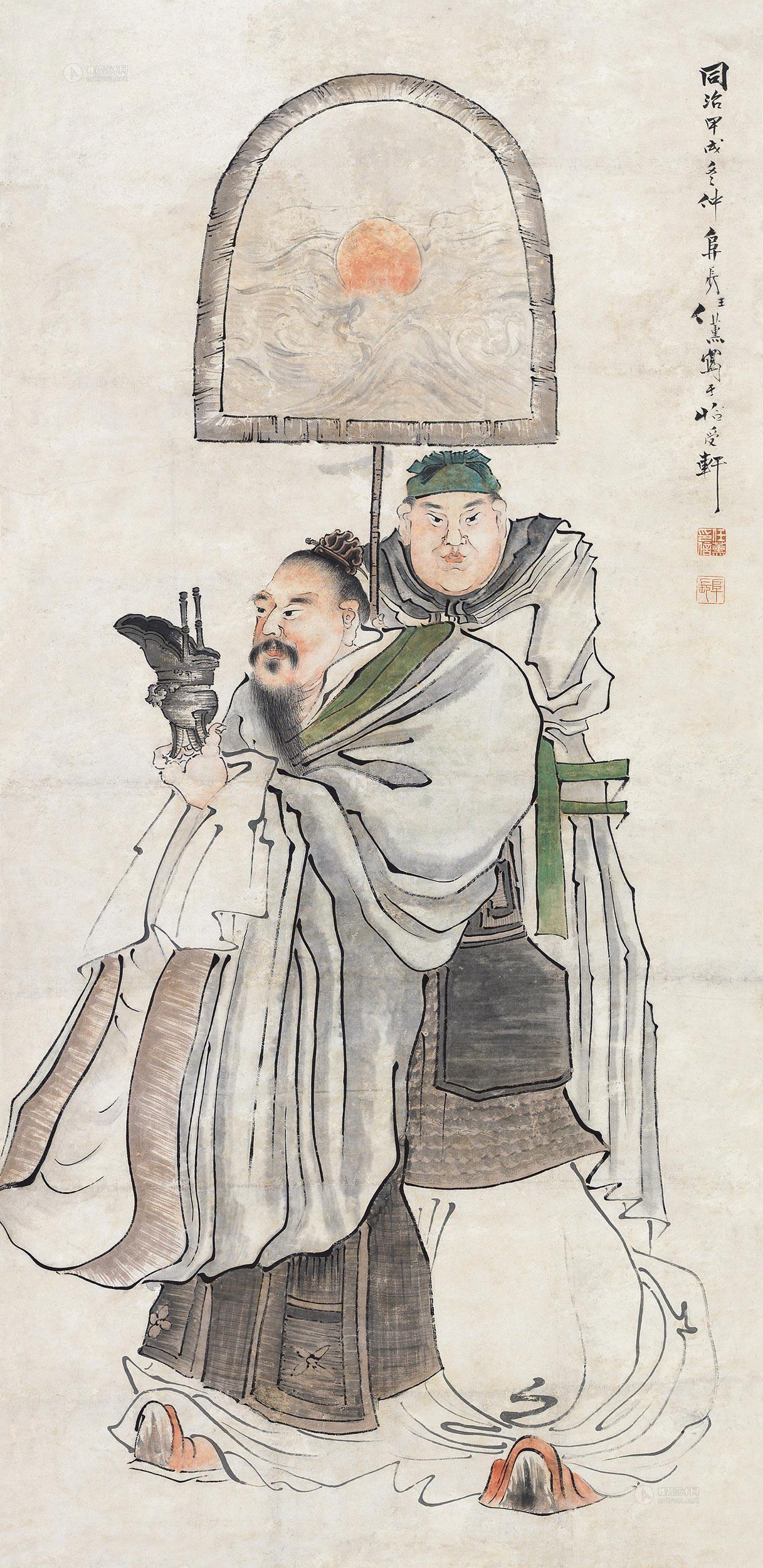 *0521 甲戌(1934)年作 晋爵图 立轴 设色纸本