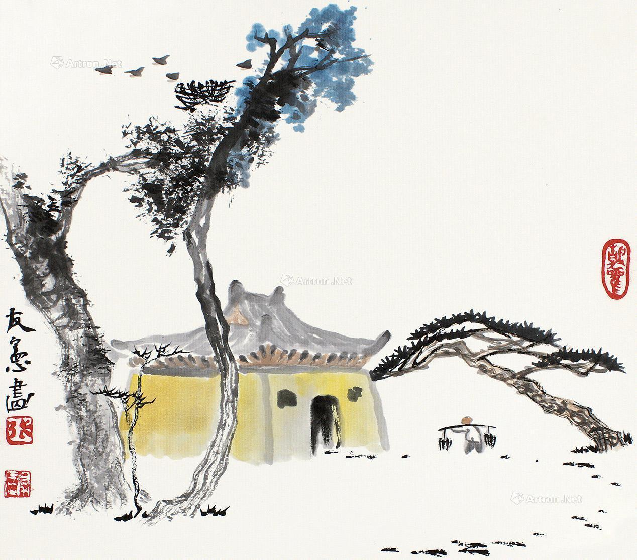 【山寺 镜心 设色纸本】拍卖品_图片_价格_鉴赏_绘画_雅昌艺术品拍卖