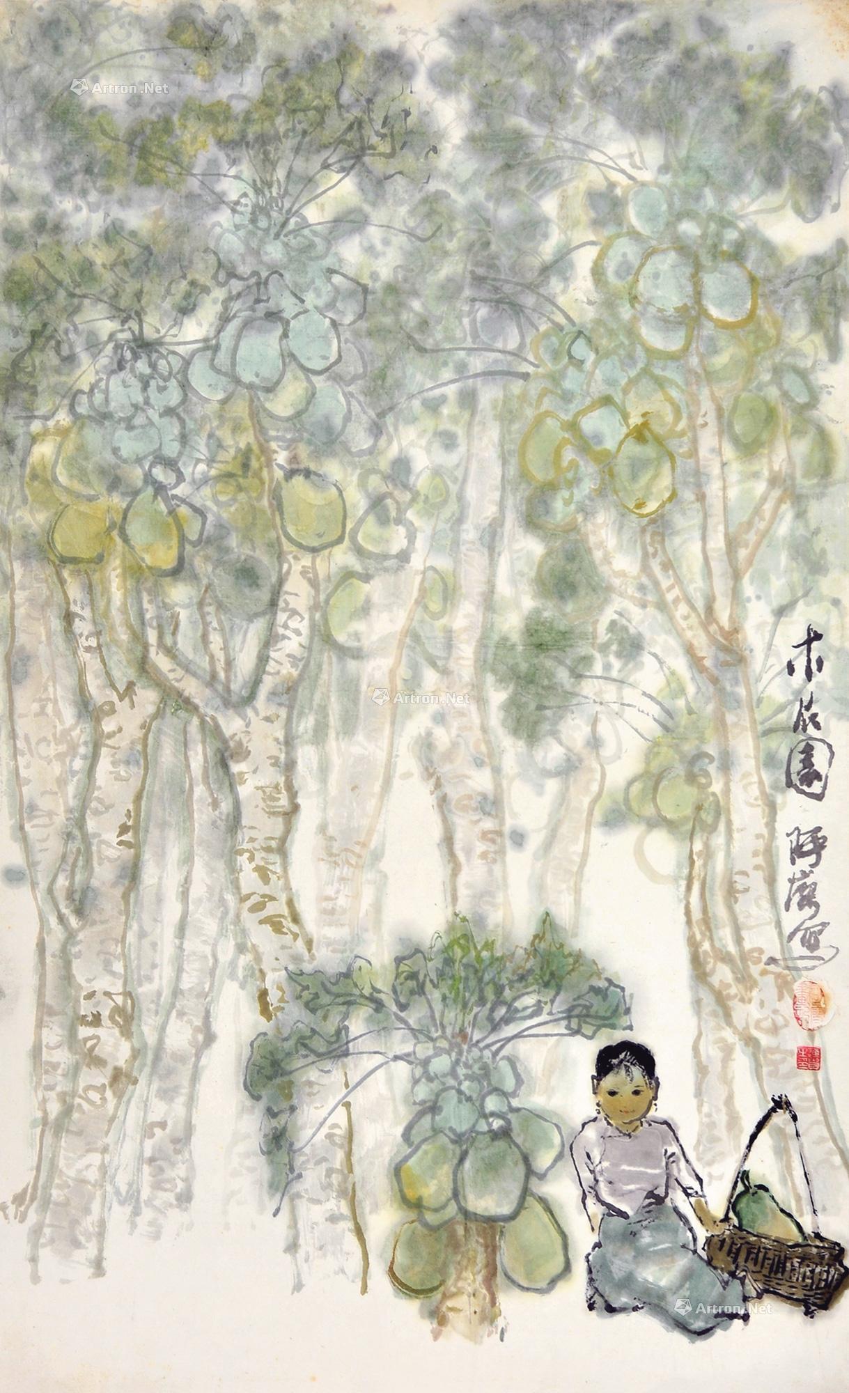 0432 木瓜图 镜片 设色纸本
