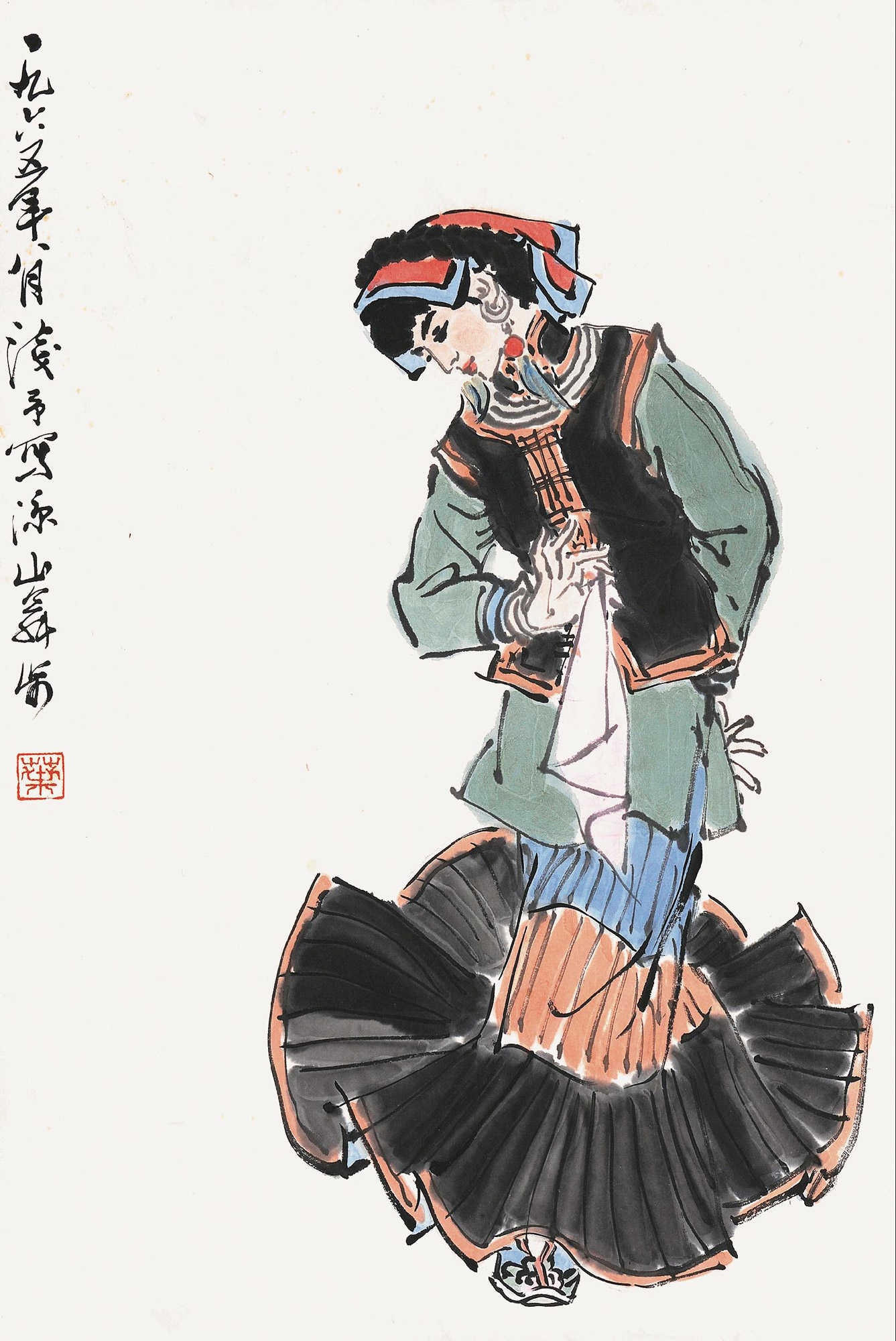 【1965年作 凉山舞步 镜心 设色纸本】拍卖品_图片_价格_鉴赏_绘画