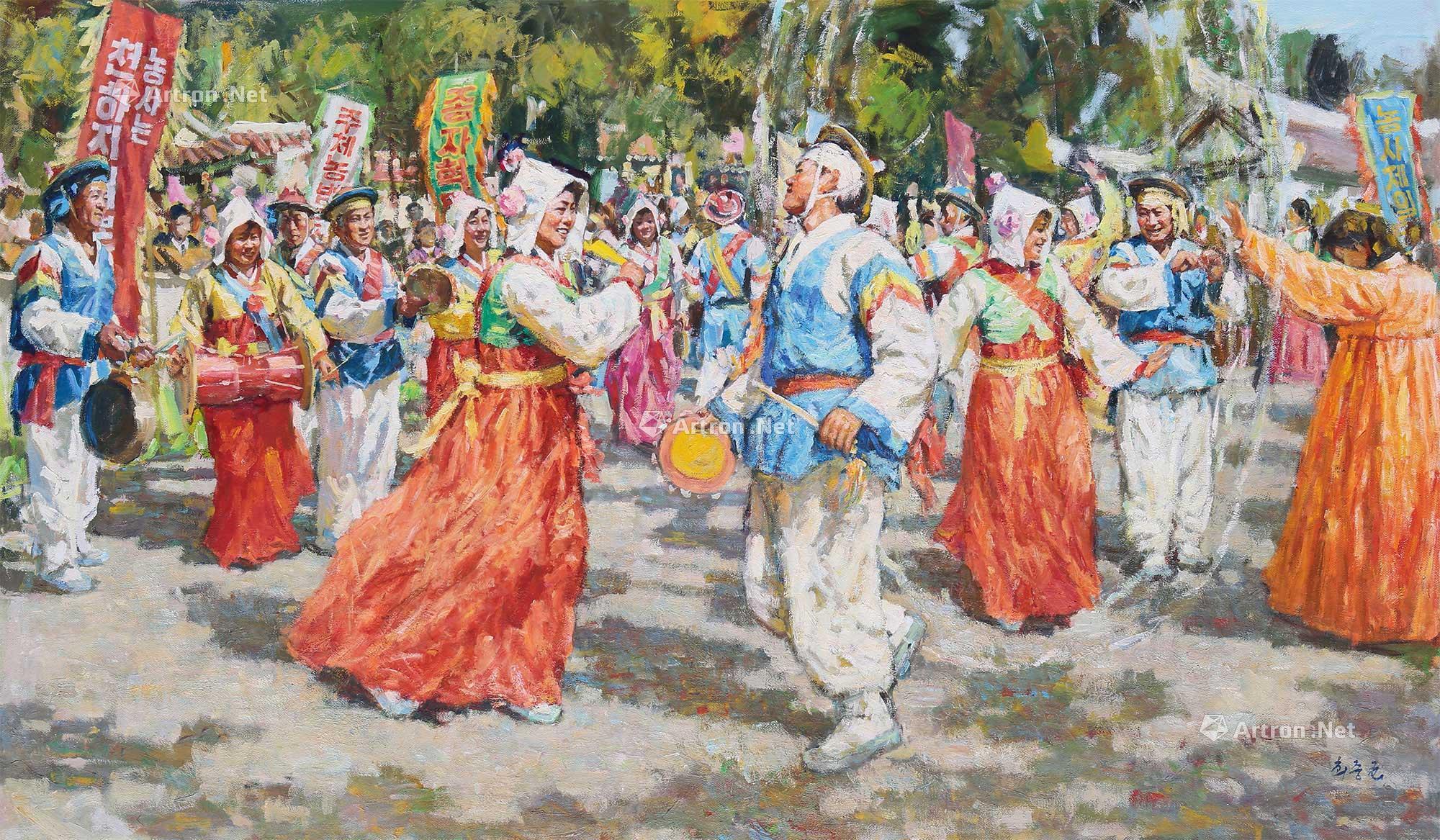 1007 2013年作 农乐舞 布面油画