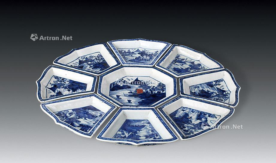 【清 青花九子盘 (一套)】拍卖品_图片_价格_鉴赏_清代青花瓷器_雅昌
