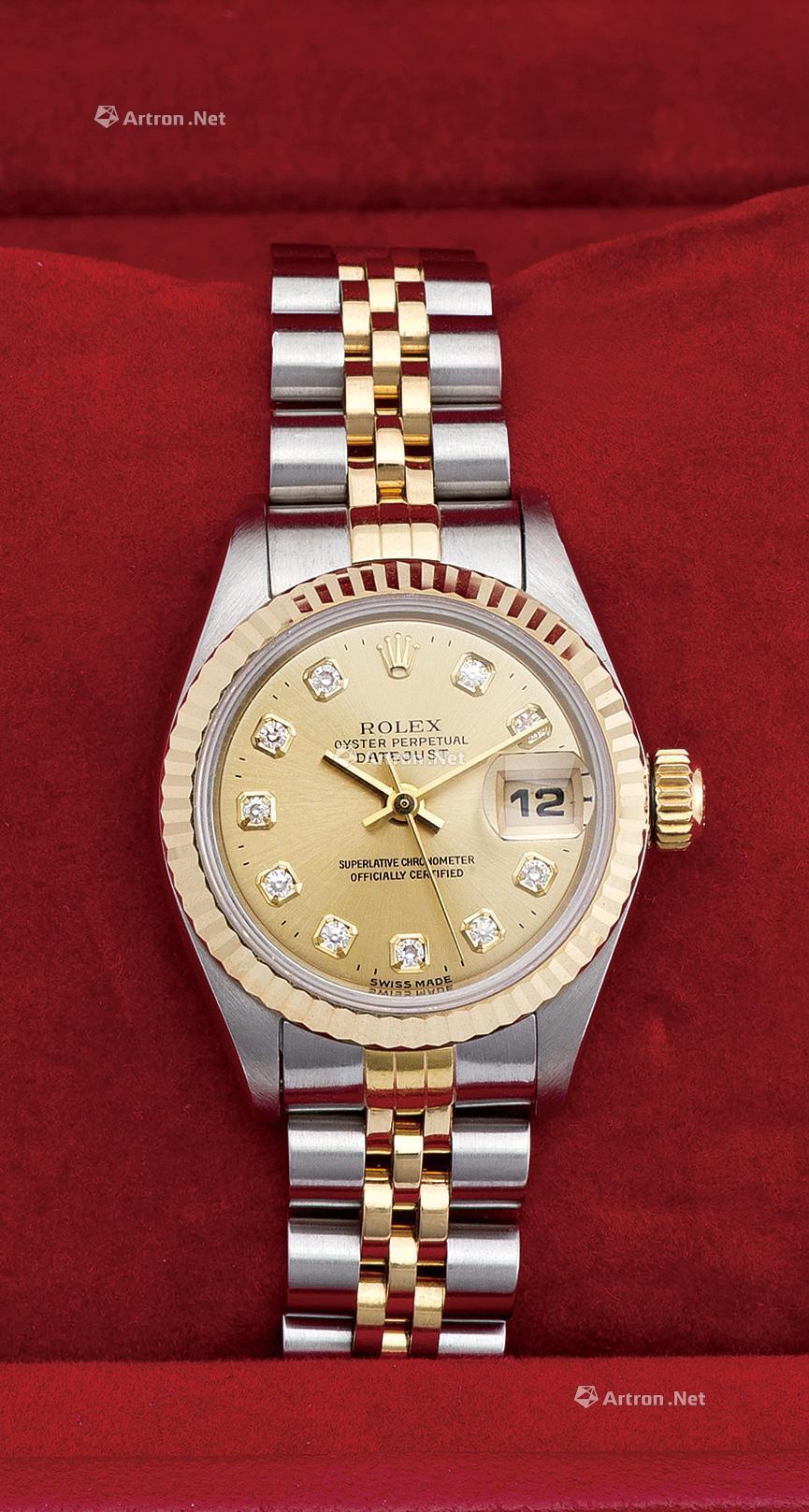 0576 劳力士 蚝式 "datejust" 18k金钢钻石字自动日历链带女装腕表