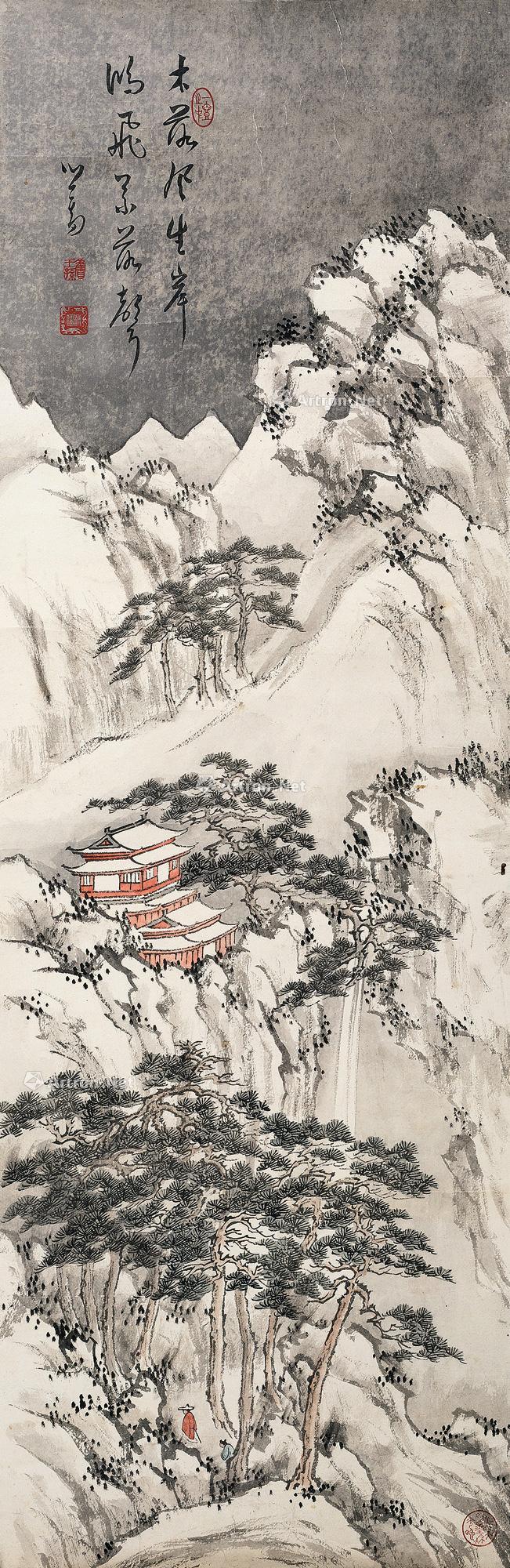 0138 雪景山水 镜心 纸本