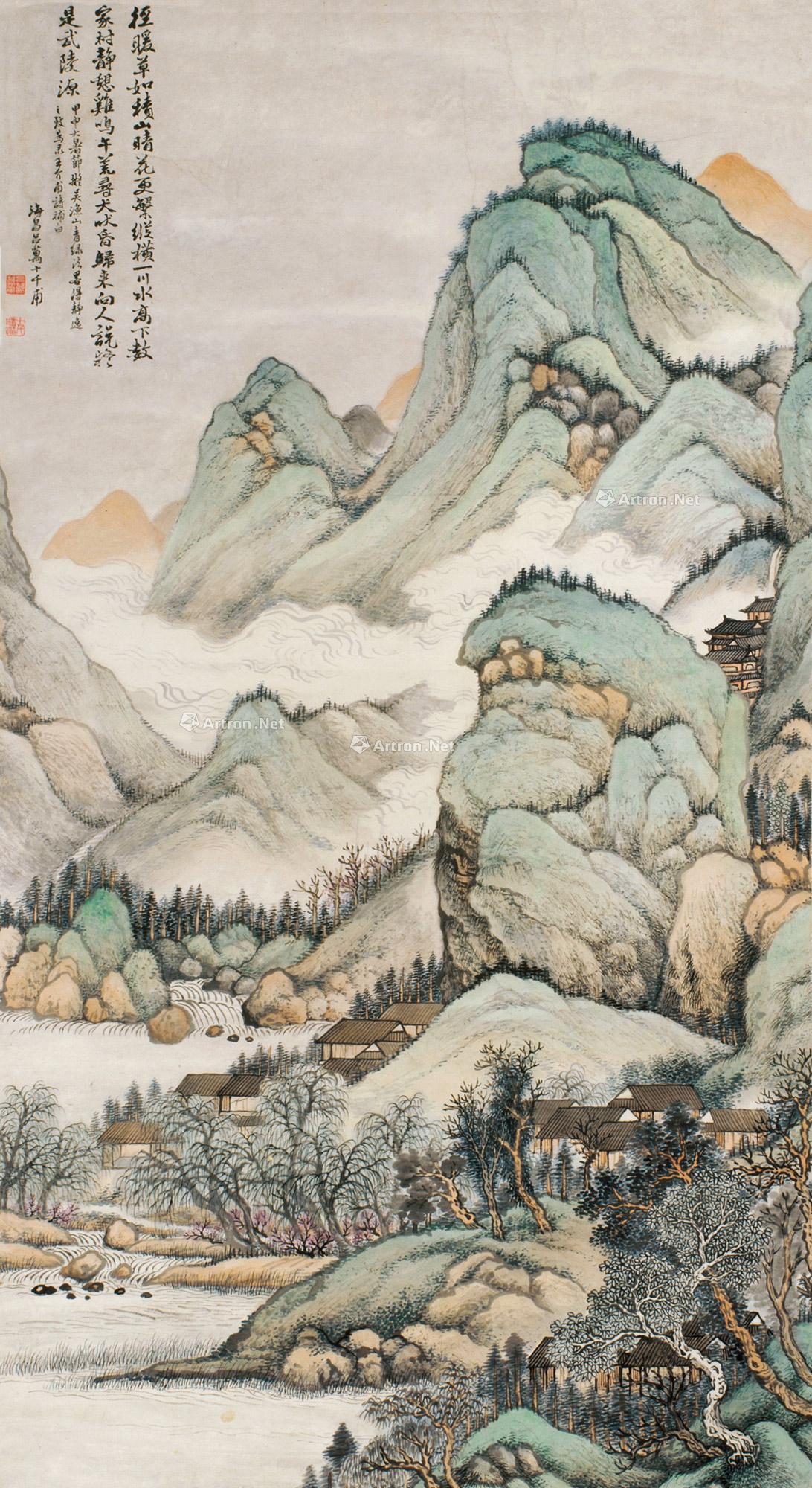 0192 青绿山水 立轴 设色纸本
