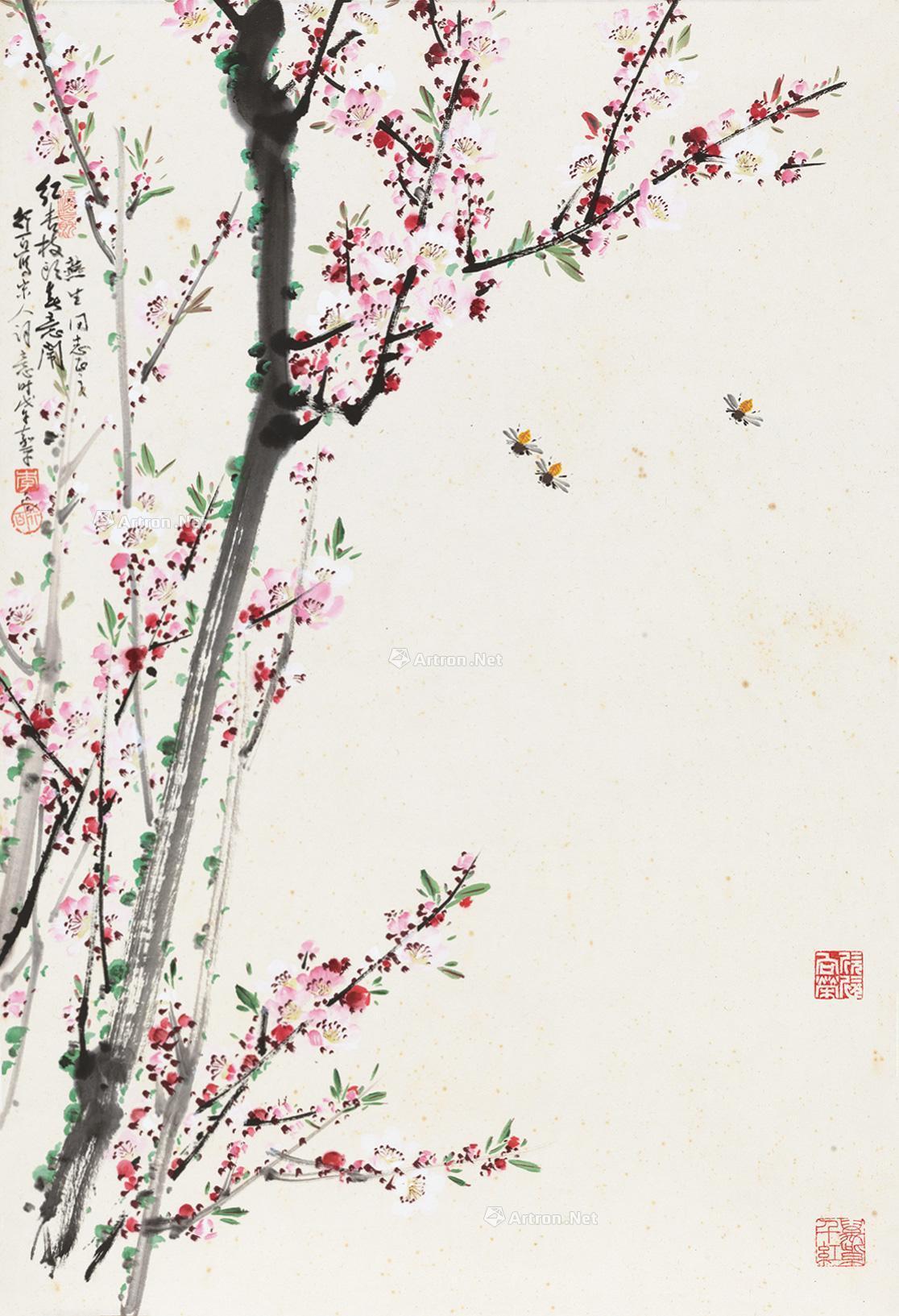 【桃花 立轴 设色纸本】拍卖品_图片_价格_鉴赏_绘画_雅昌艺术品拍卖