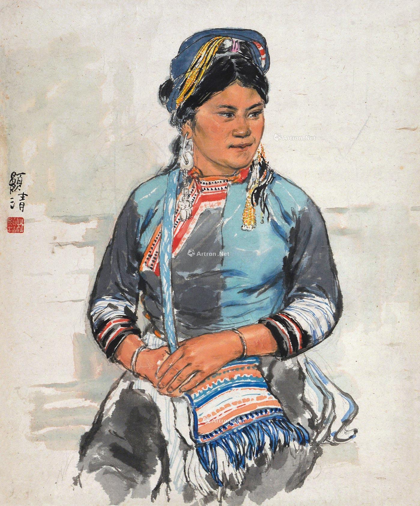 0124 少数民族妇女 镜心 纸本