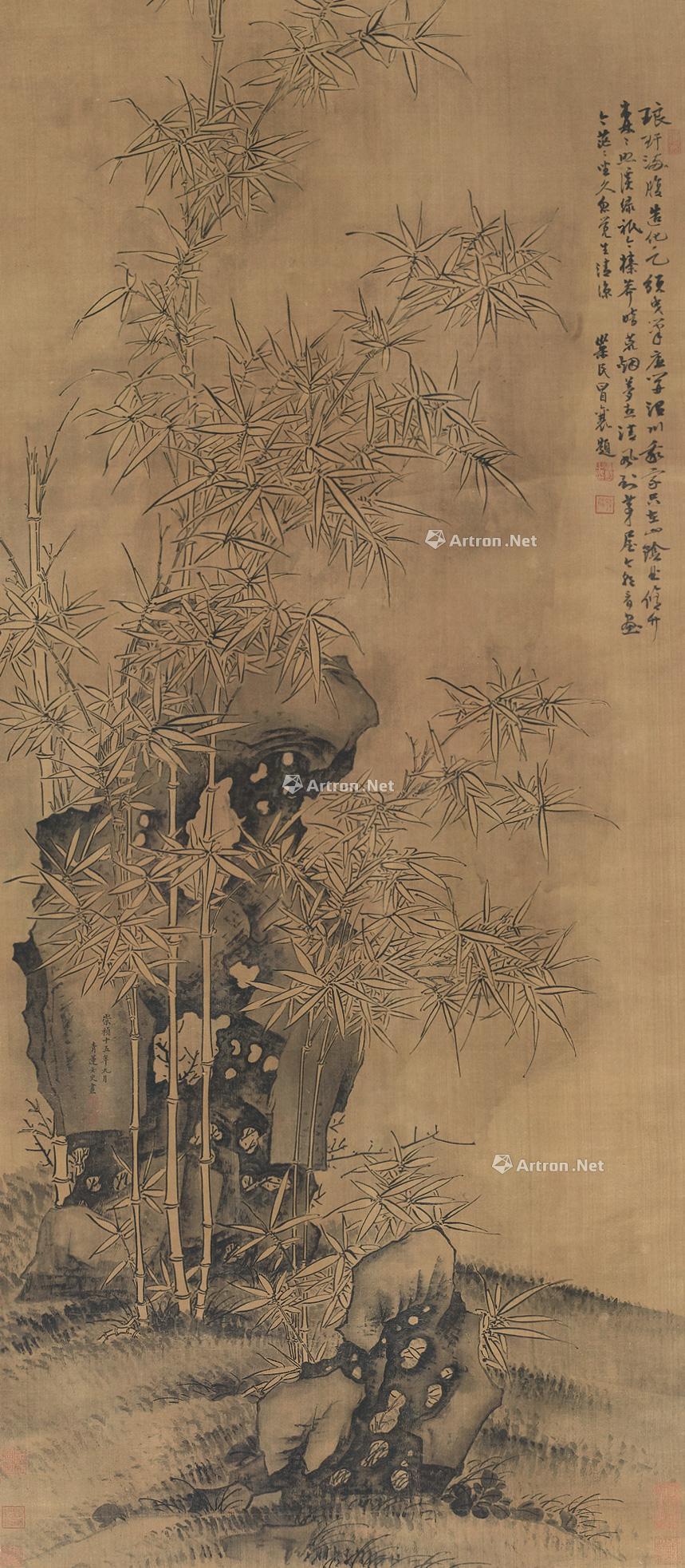 0261 石竹图 立轴 水墨绢本