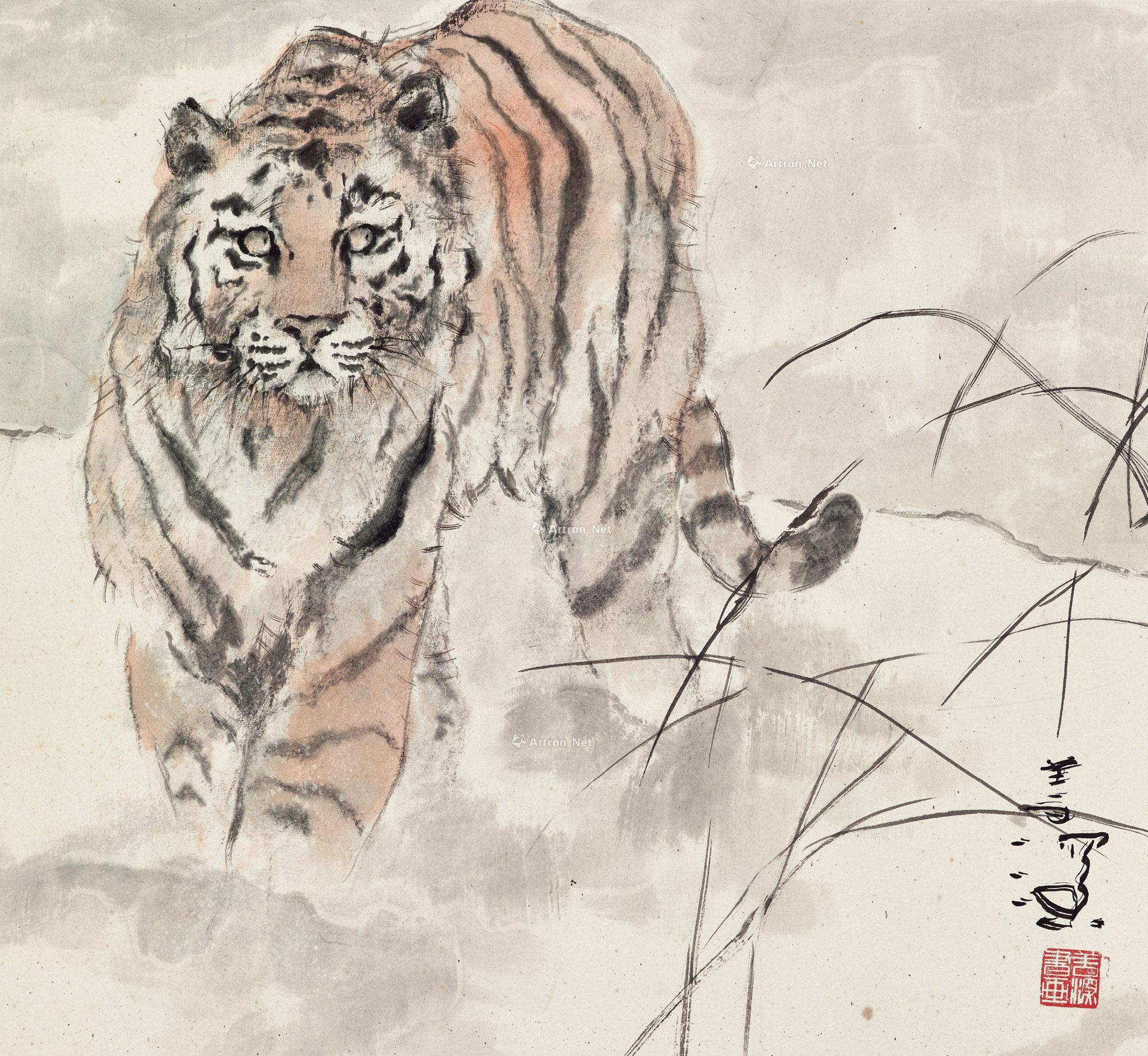 【雪虎 镜框 设色纸本】拍卖品_图片_价格_鉴赏_绘画_雅昌艺术品拍卖