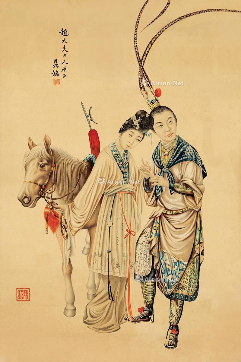 1897 吕布戏貂蝉 纸本 彩墨