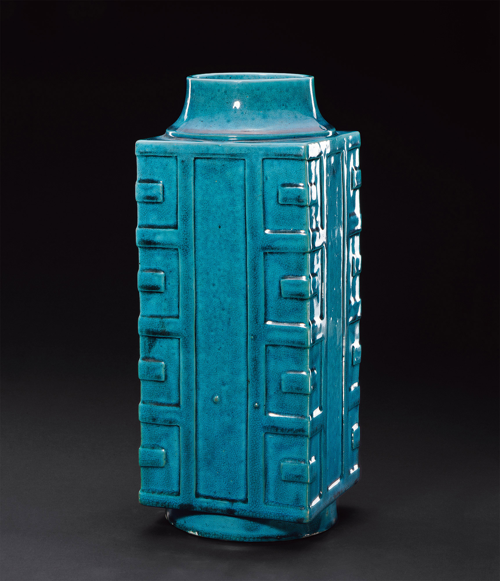 【清中期 孔雀绿釉琮式瓶】拍卖品_图片_价格_鉴赏_清代单色釉瓷器