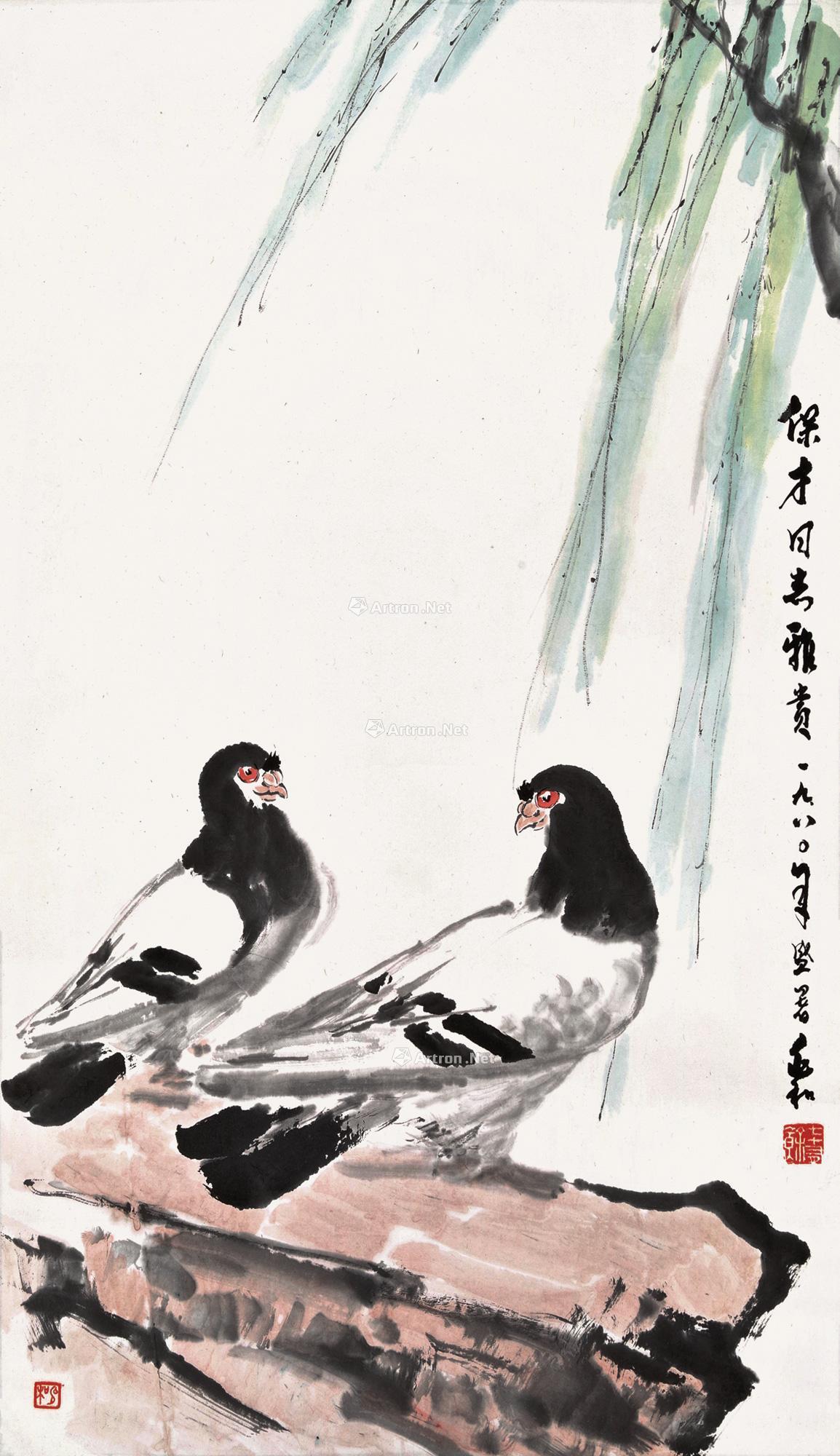 徐湛国画鸽子图片