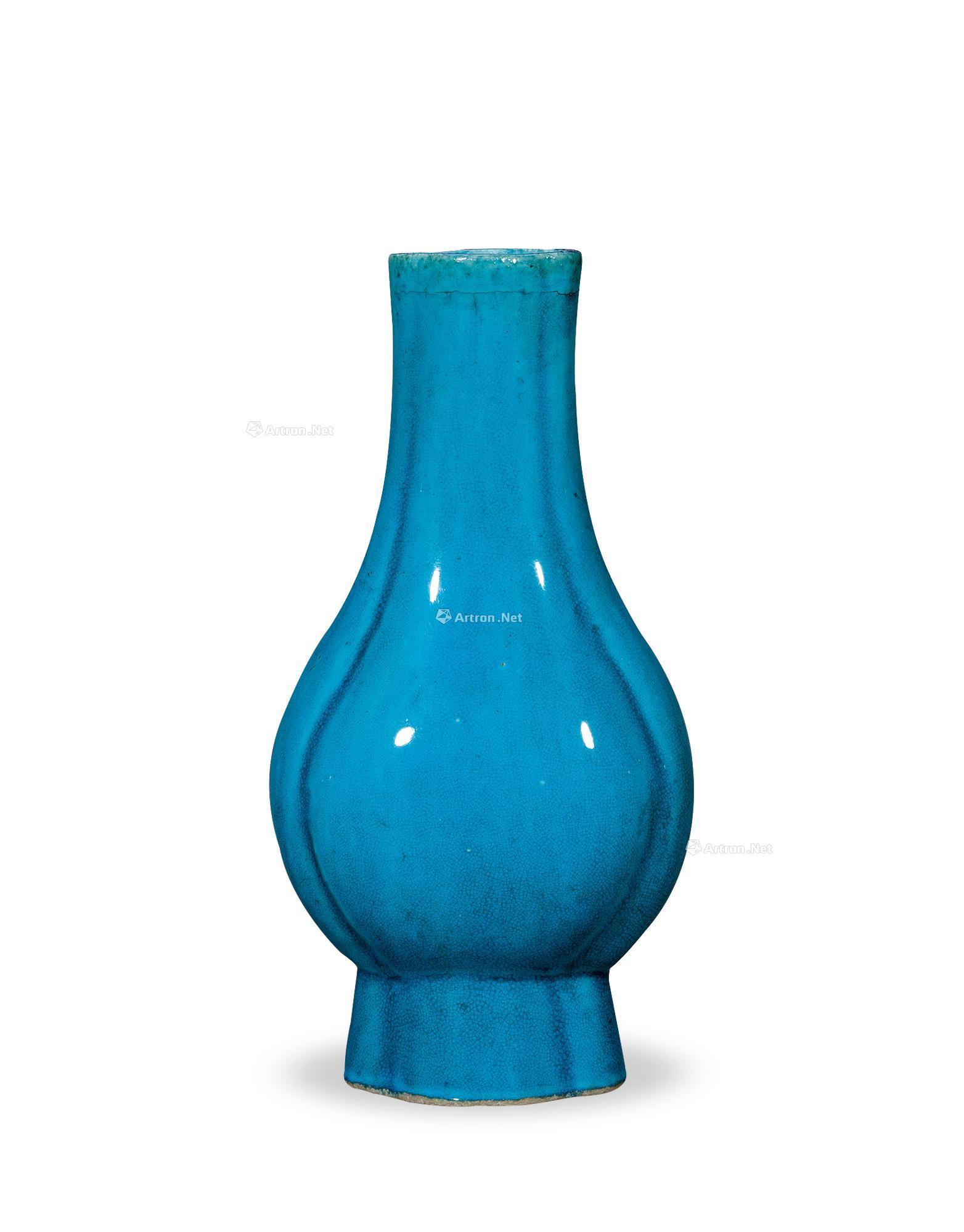 【清 孔雀绿釉海棠瓶】拍卖品_图片_价格_鉴赏_清代单色釉瓷器_雅昌