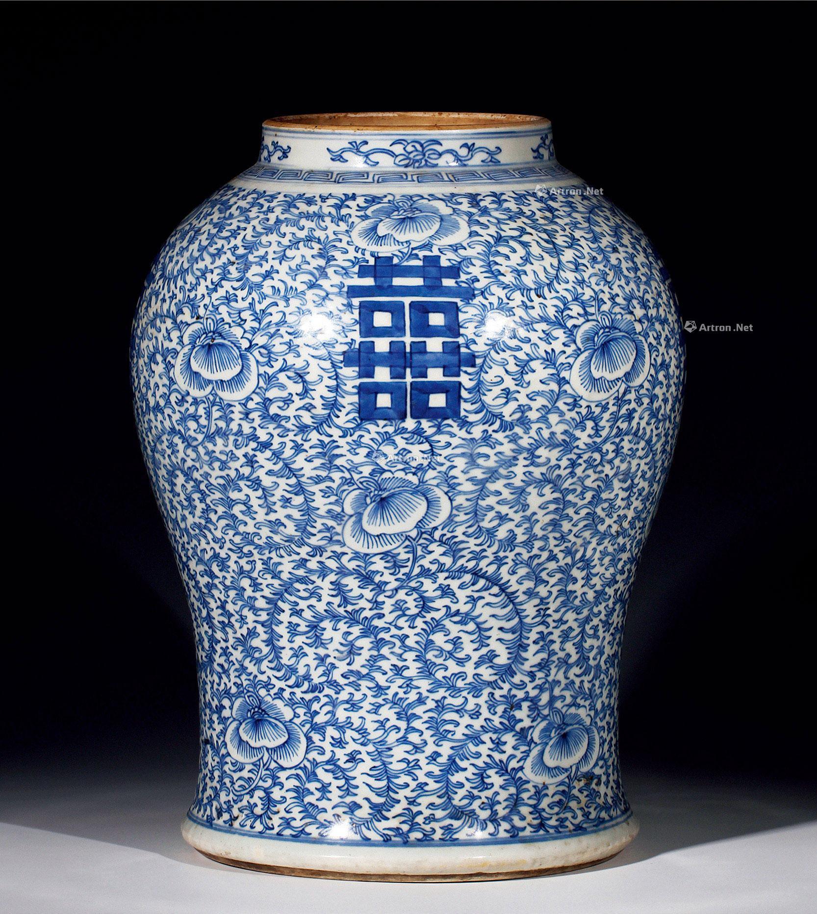 【清 青花缠枝花纹将军罐】拍卖品_图片_价格_鉴赏_清代青花瓷器_雅昌