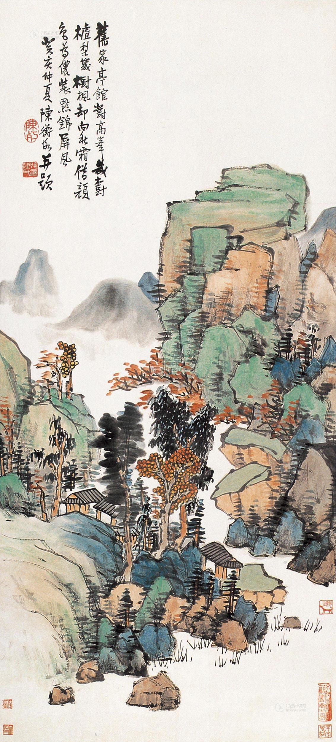青山绿水 立轴 设色纸本】拍卖品_图片_价格_鉴赏_绘画_雅昌艺术品