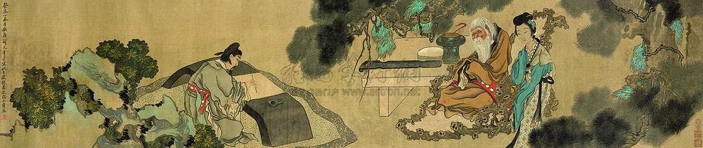 0692 伏生授经图 横幅镜心 设色绢本