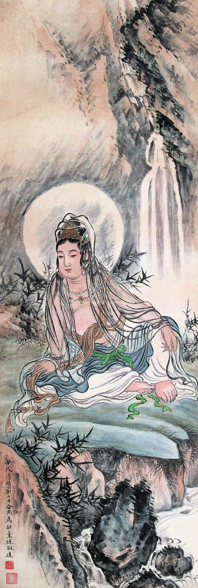 0789 1934年作 慈航普渡图 轴 纸本设色
