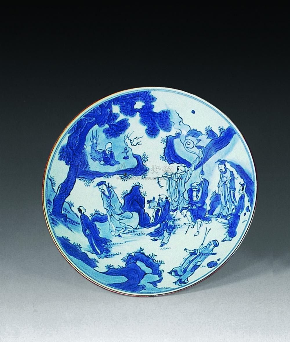 【清顺治 青花八仙人物纹大盘】拍卖品_图片_价格_鉴赏_清代青花瓷器