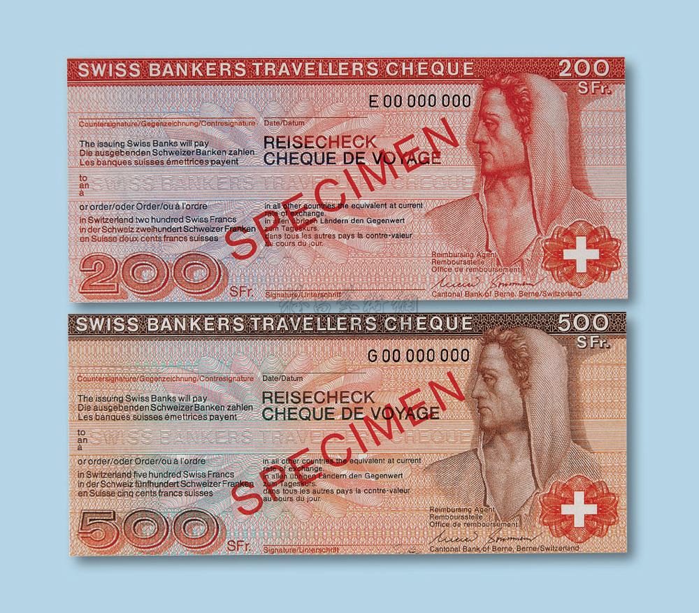 2993 二十世纪七十年代瑞士 德国 荷兰银行旅行支票样本六册
