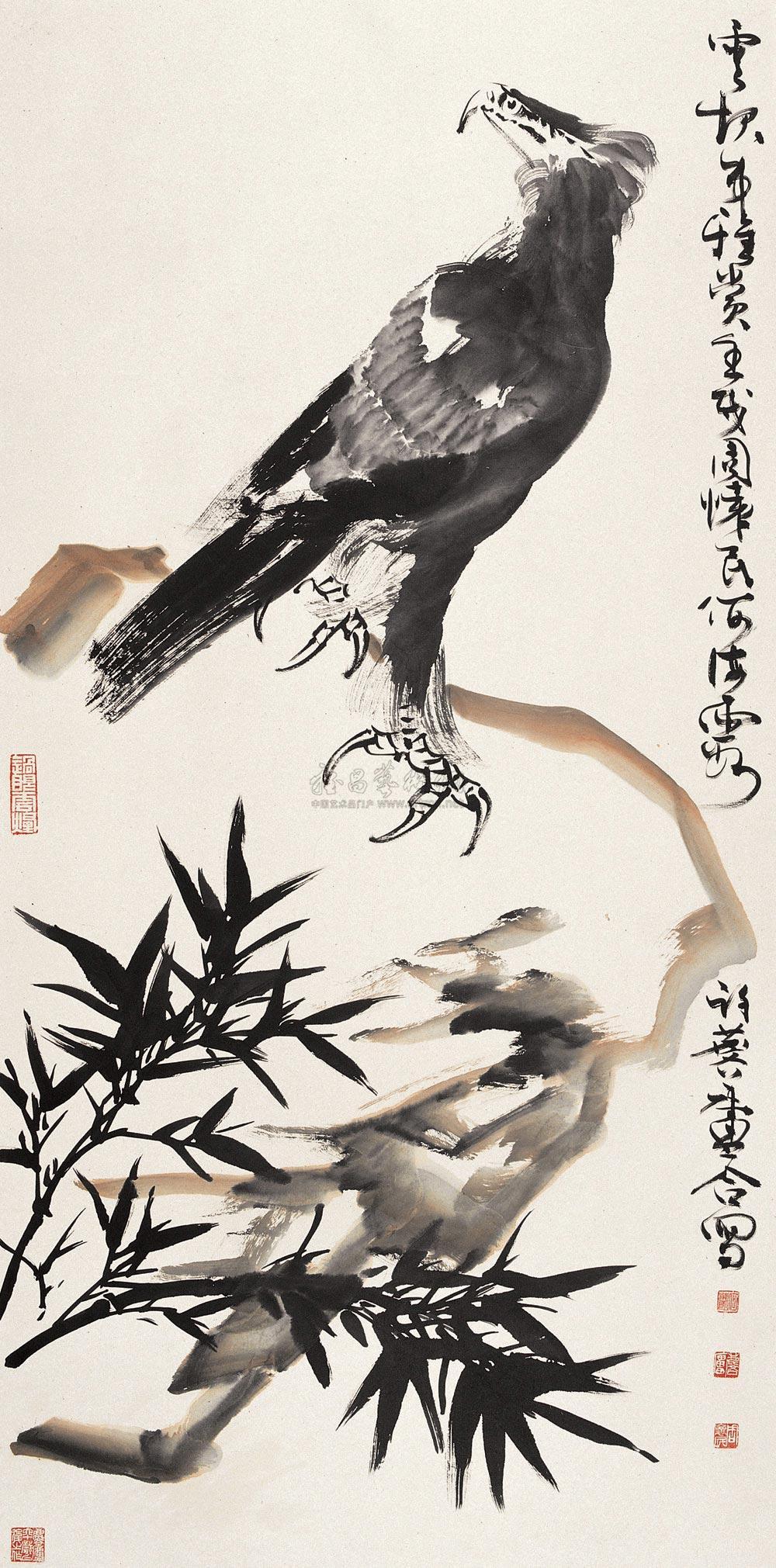 0258 1982年作 鹰 镜心 设色纸本
