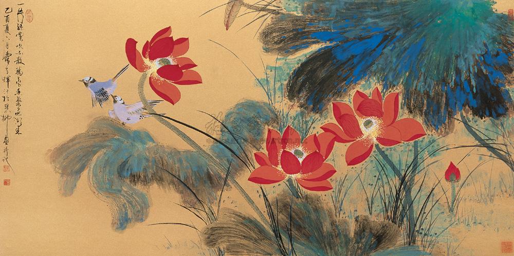 0493 2005年作 金碧荷花 镜心 设色纸本