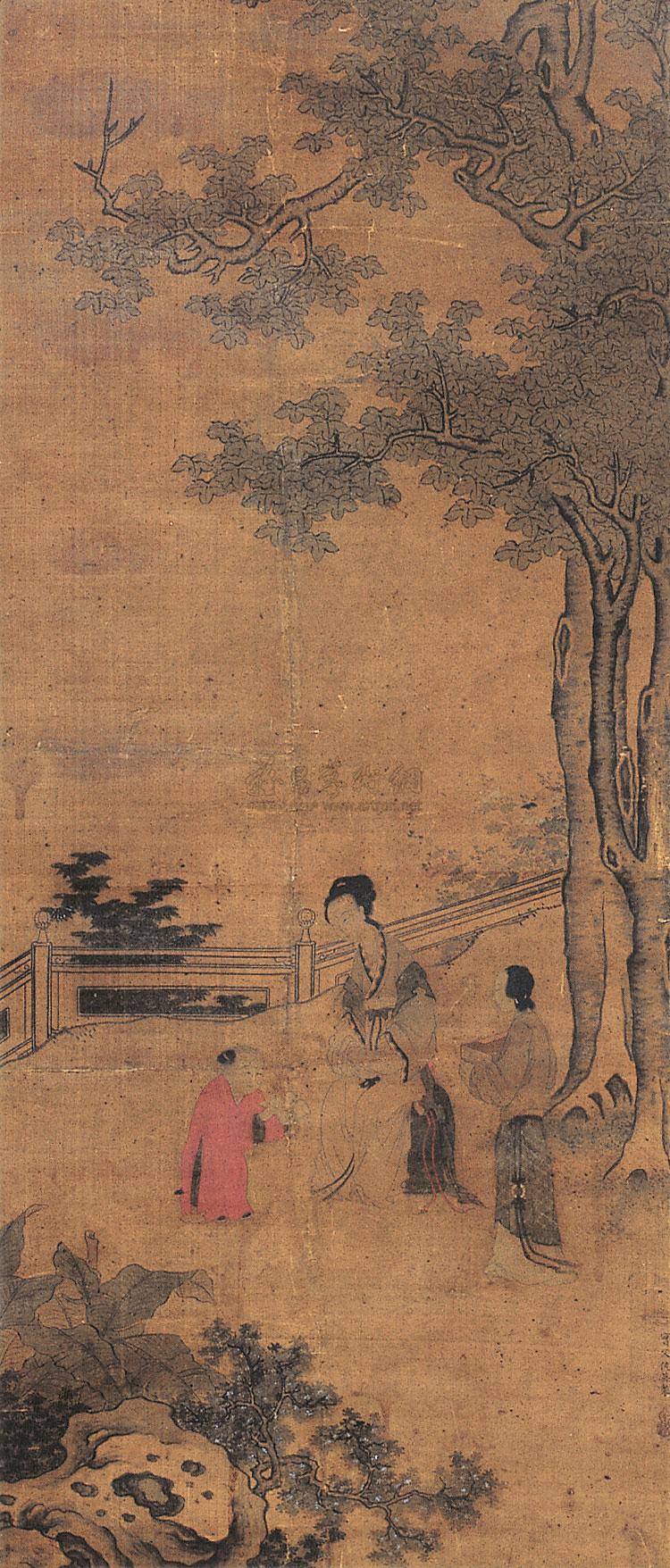 0230 教子图 立轴 设色绢本